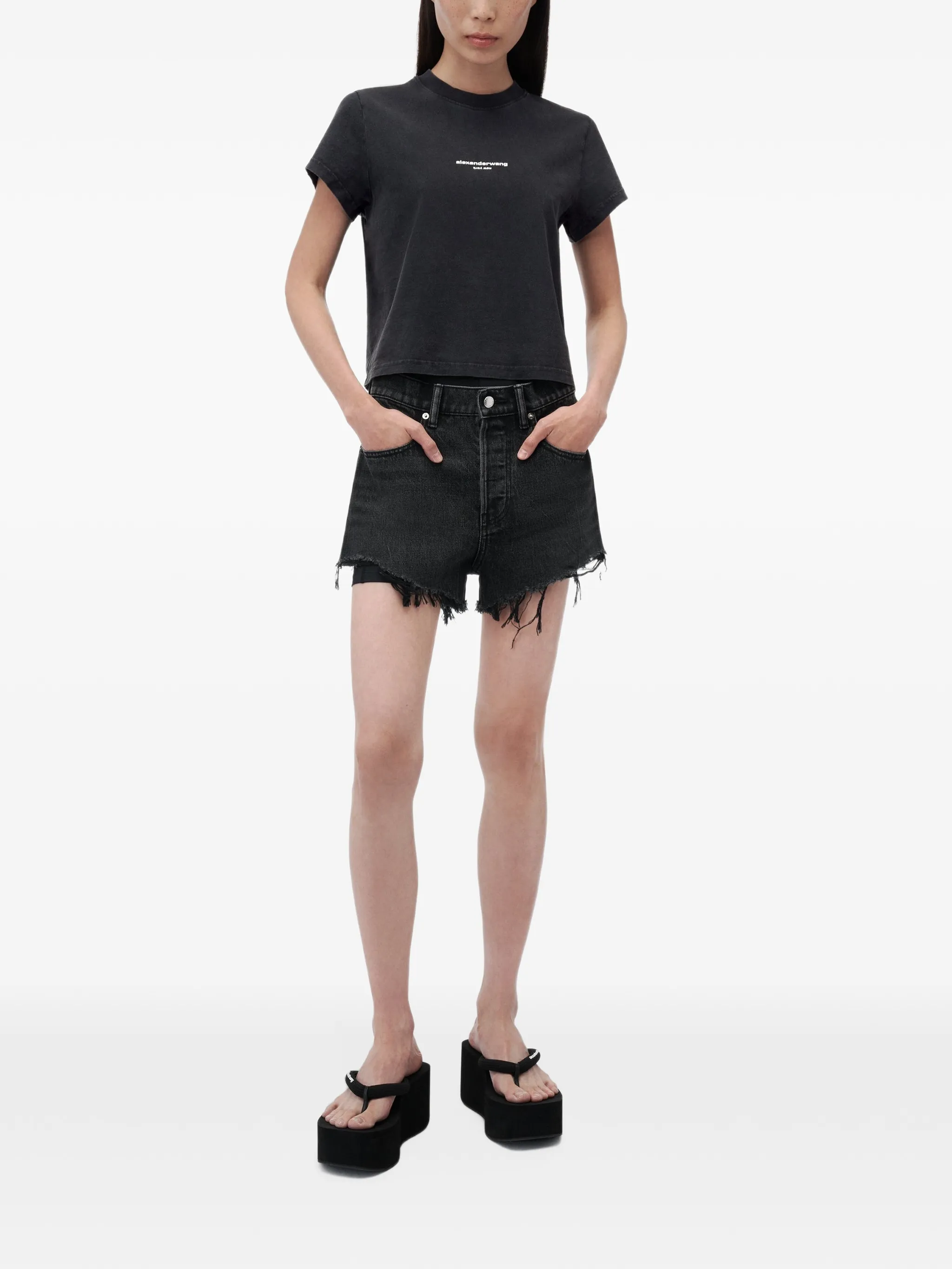 logo-print shrunken short-sleeve T-shirt