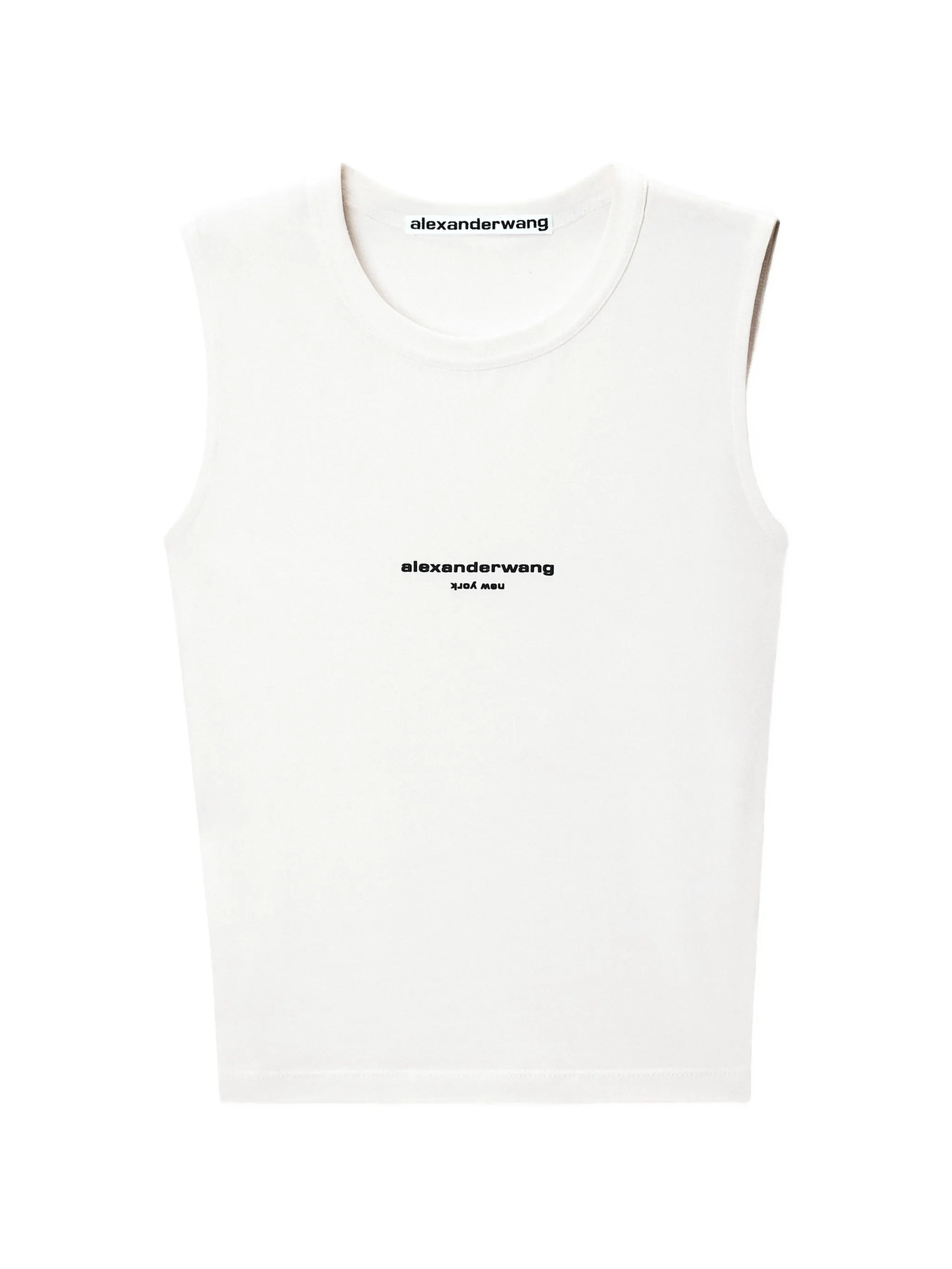logo-print fitted tank top