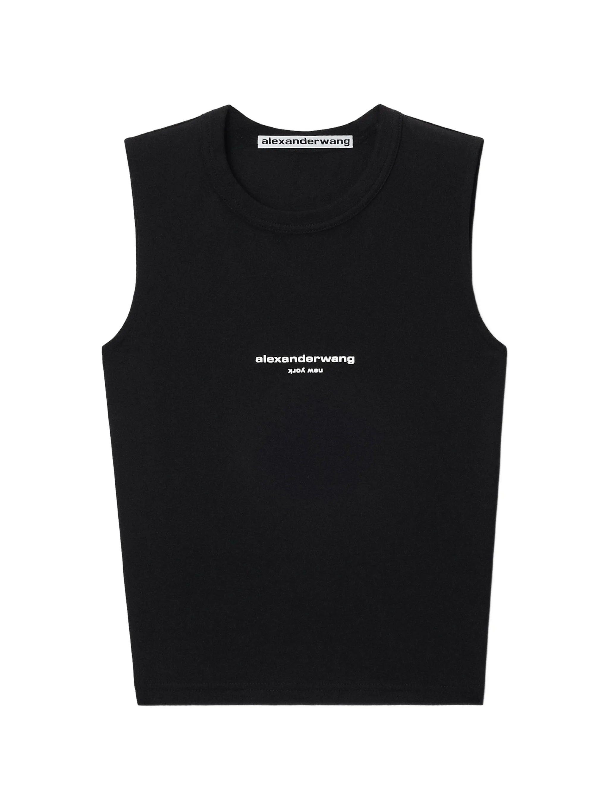 logo-print fitted tank top