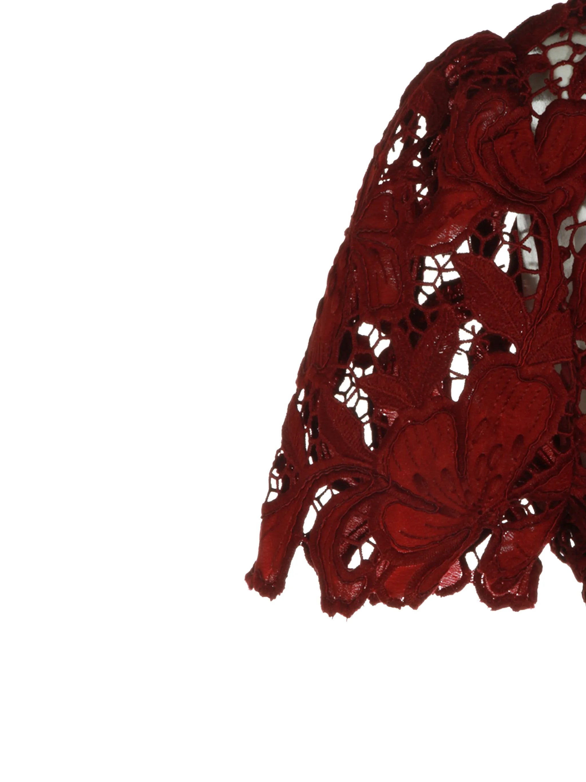 guipure-lace floral-button mini dress