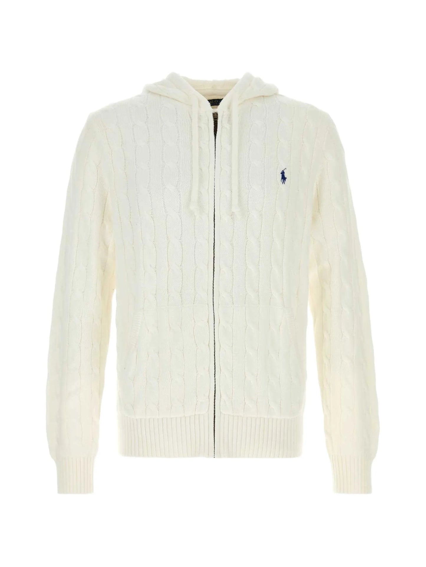 cable-knit zip-up hoodie