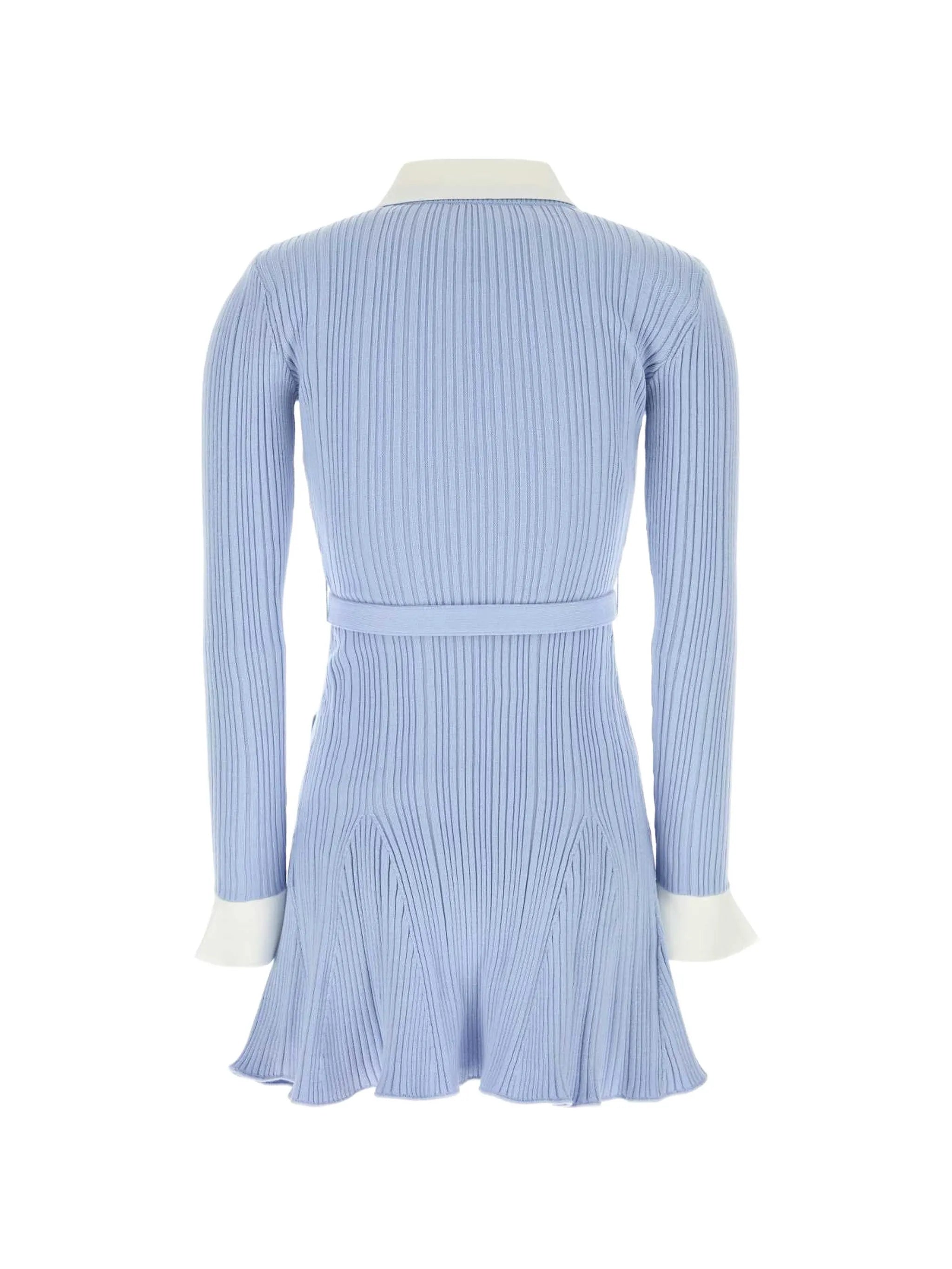 belted ribbed-knit dress