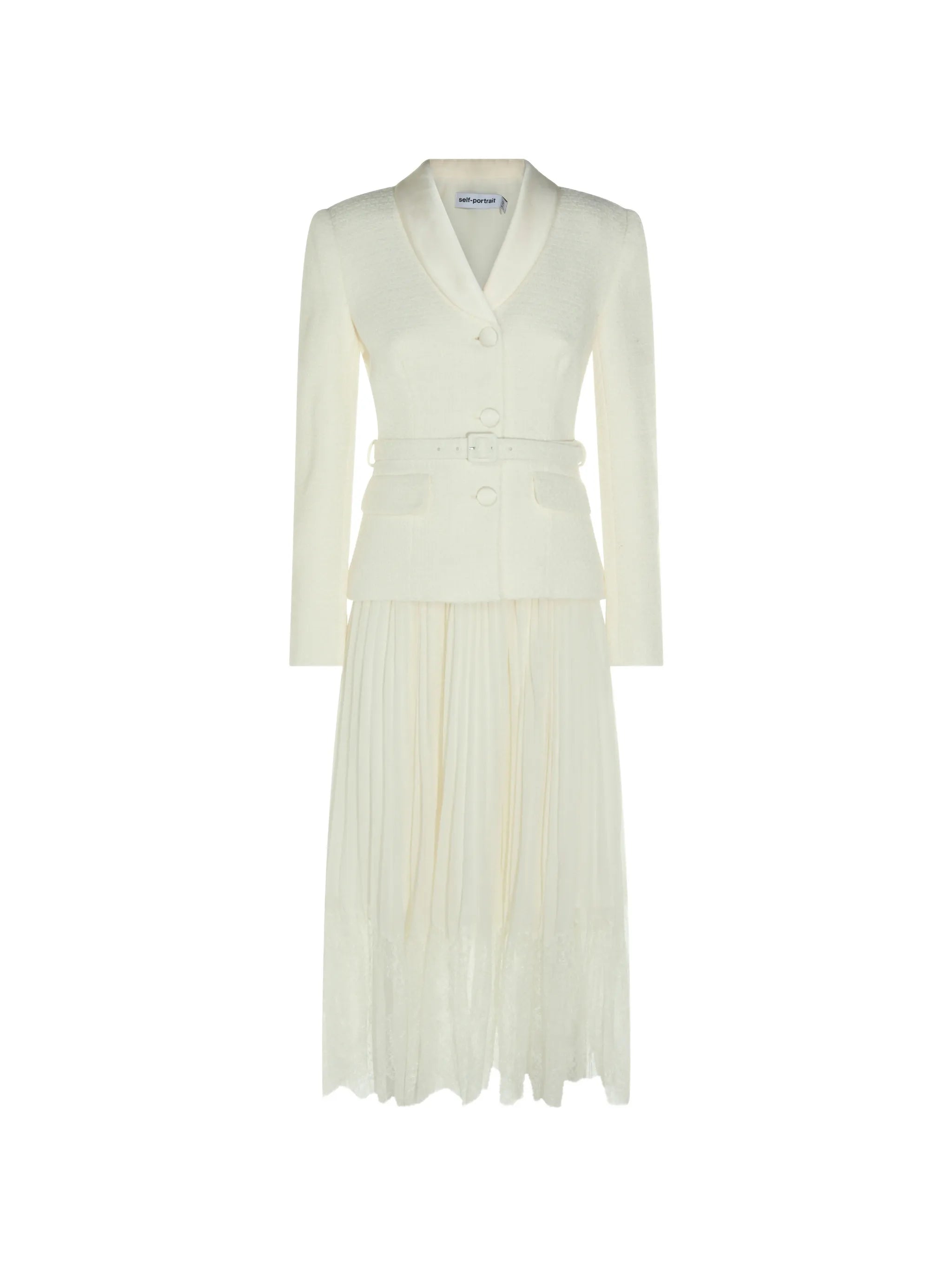 belted pleated midi dress
