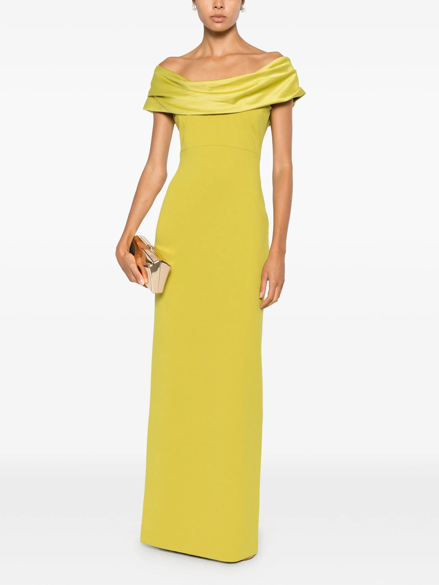 off-shoulder draped maxi dress