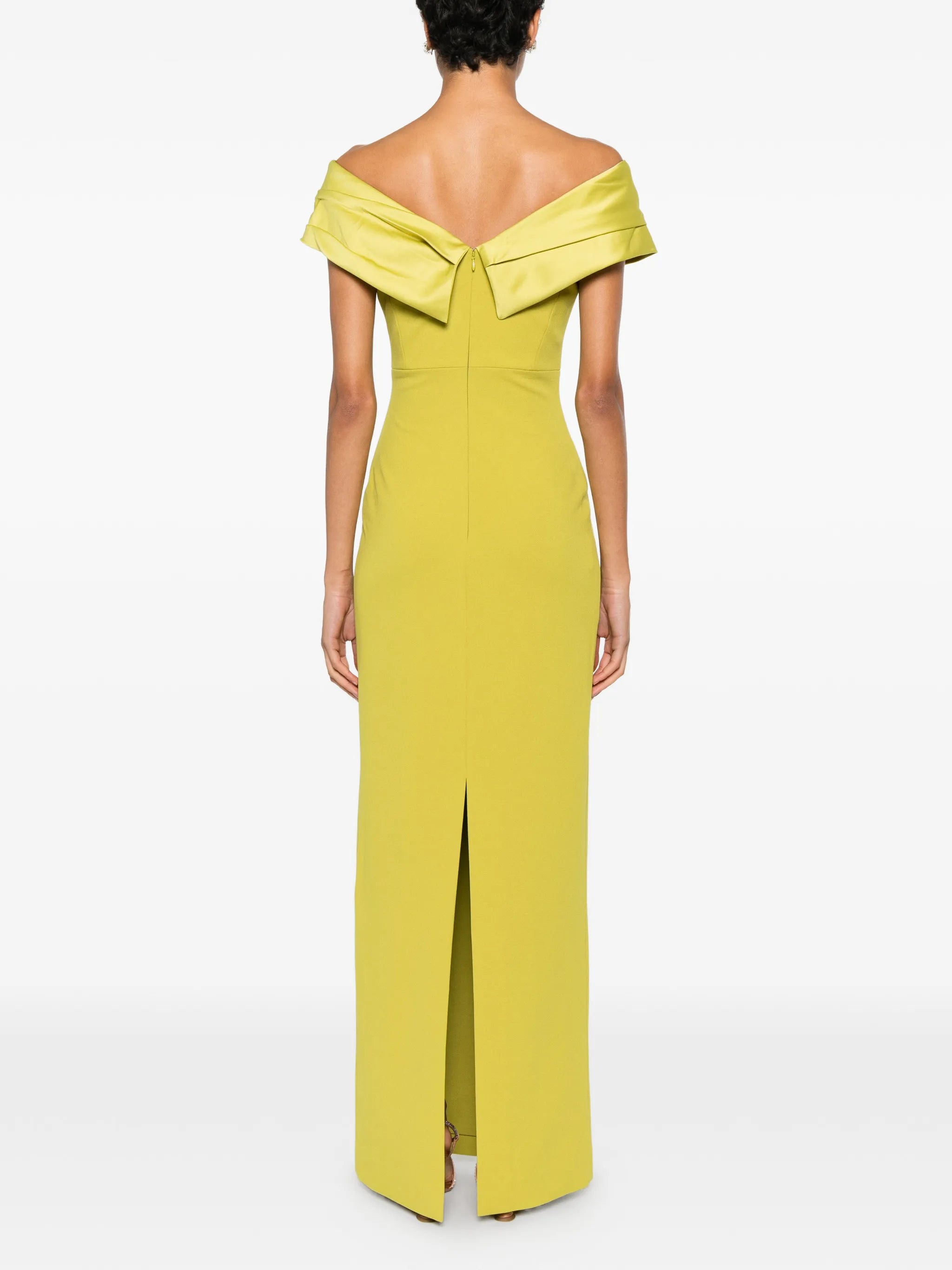 off-shoulder draped maxi dress