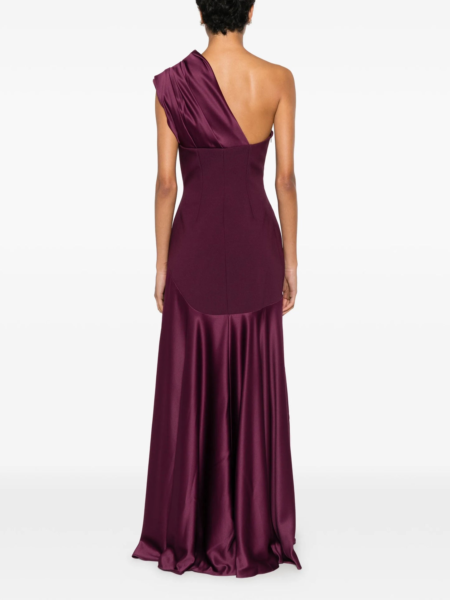 one-shoulder draped maxi dress