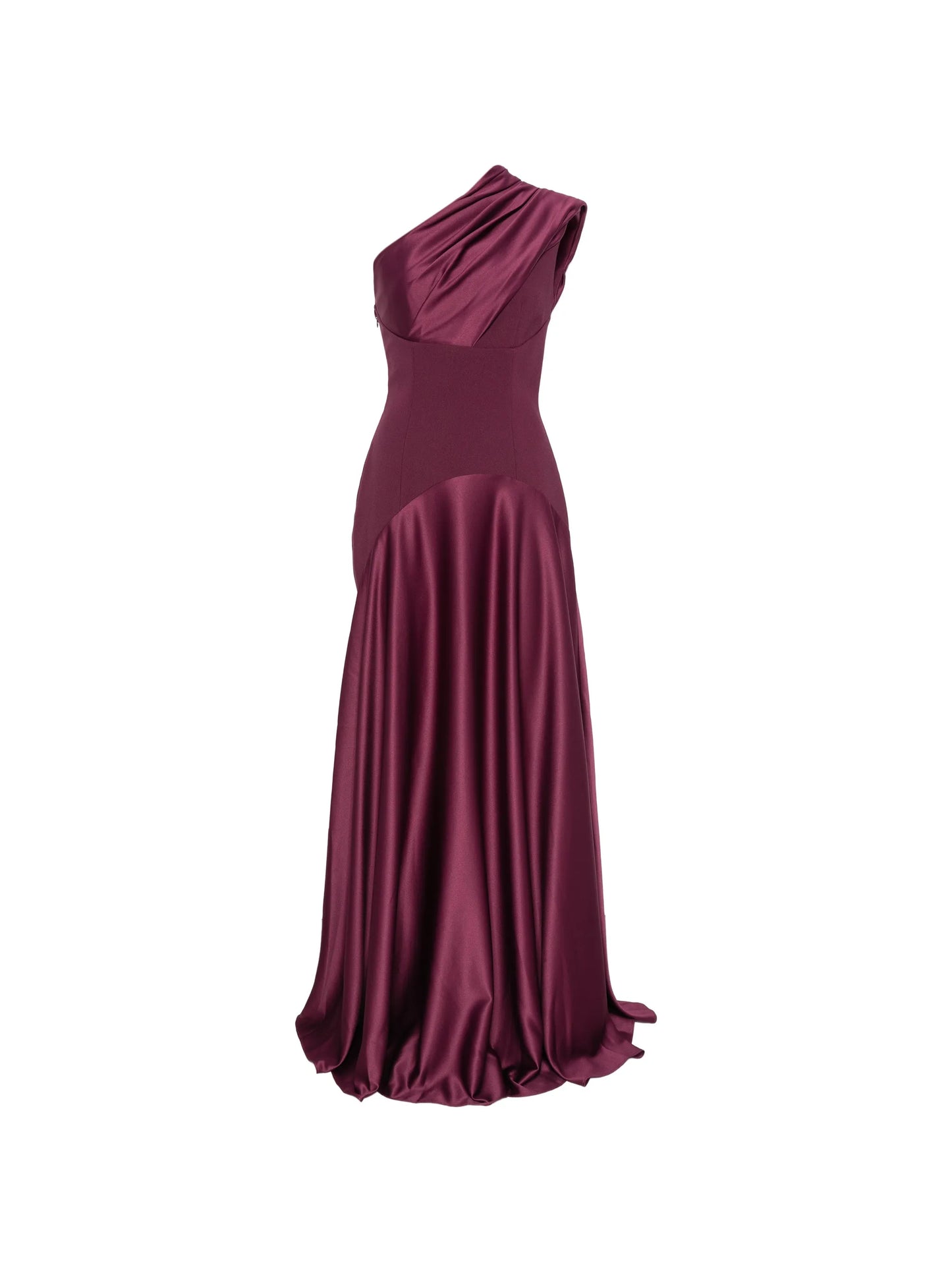 one-shoulder draped maxi dress