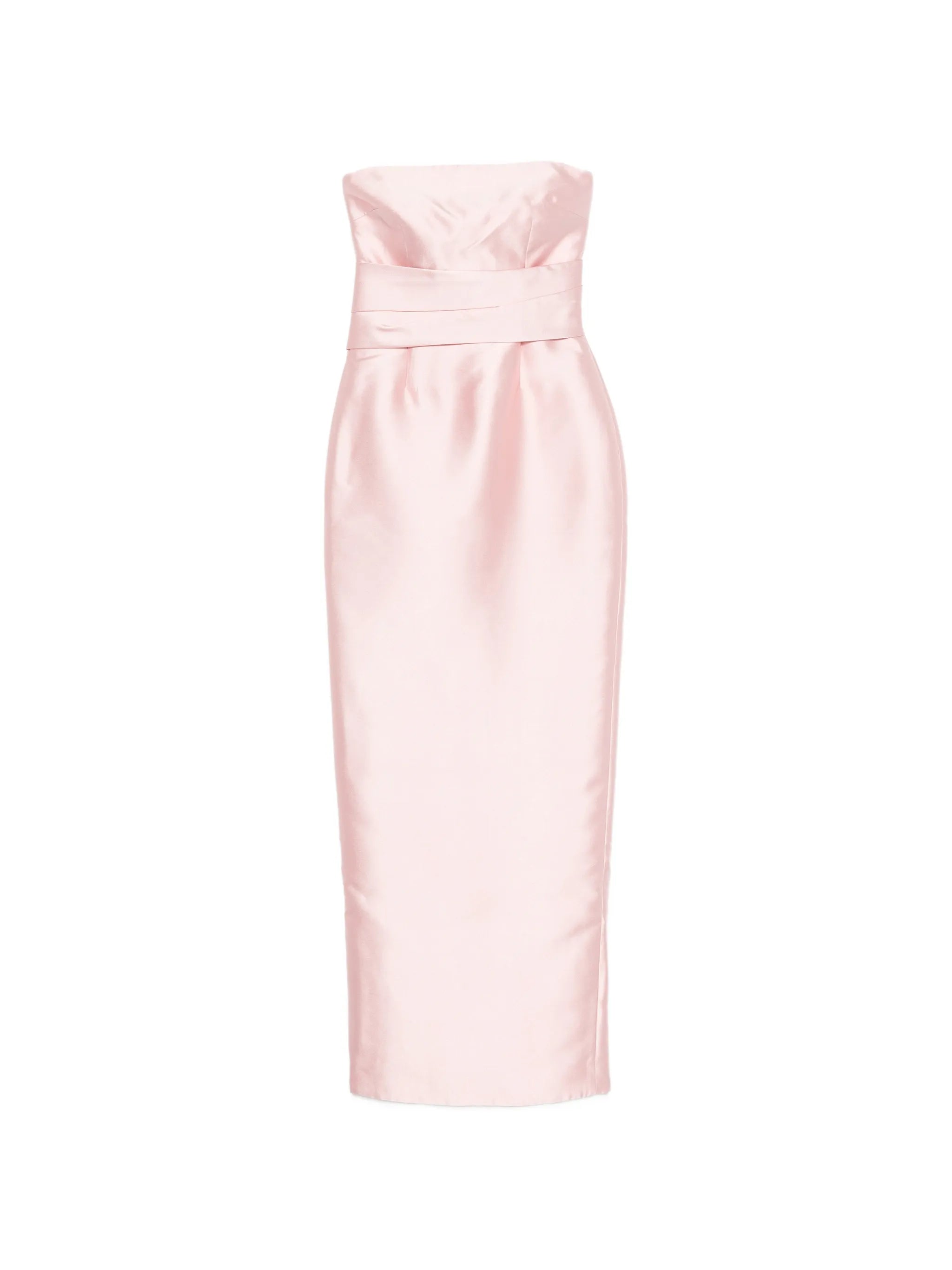 strapless pleated-waist maxi dress