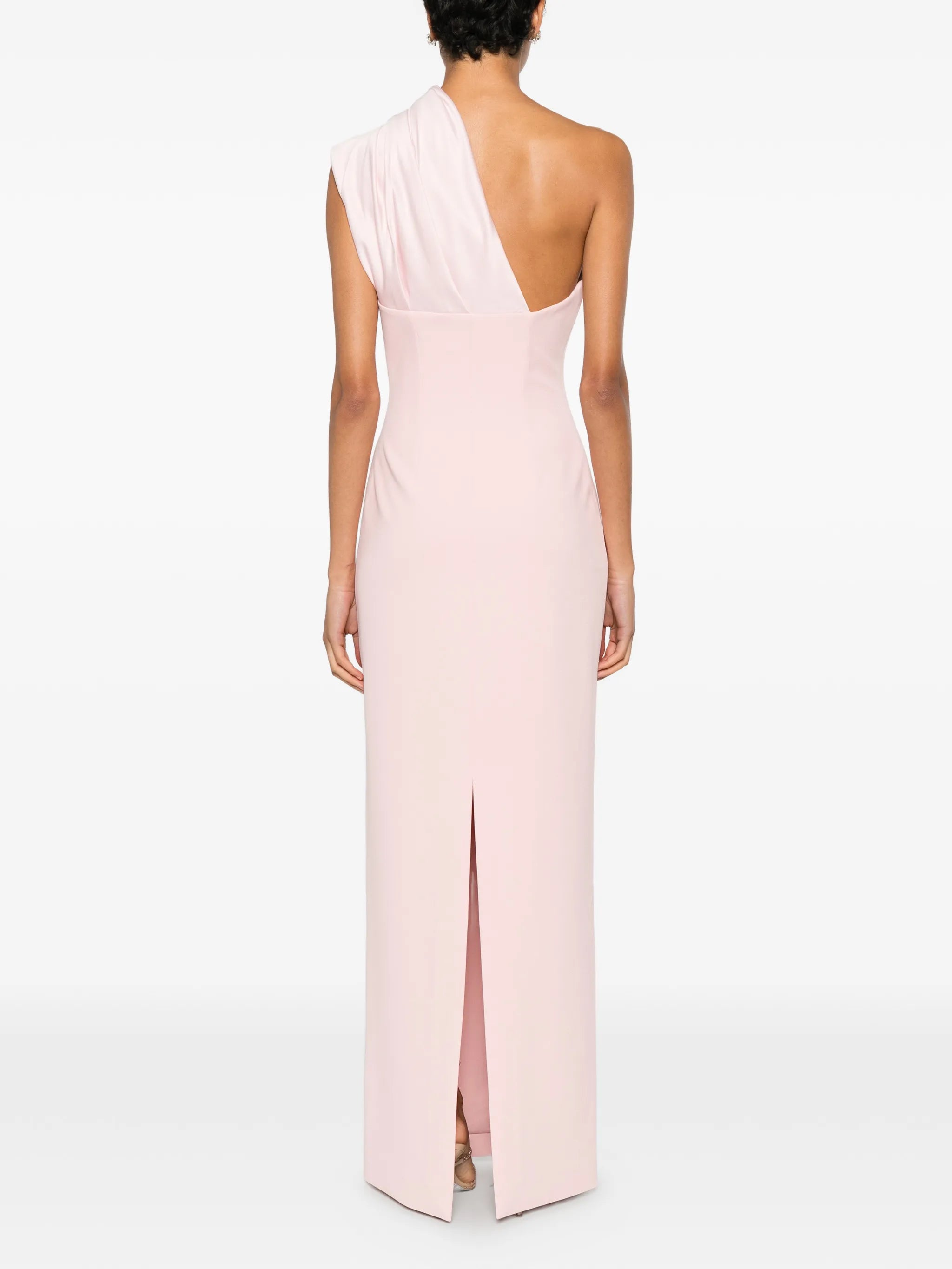 one-shoulder draped maxi dress