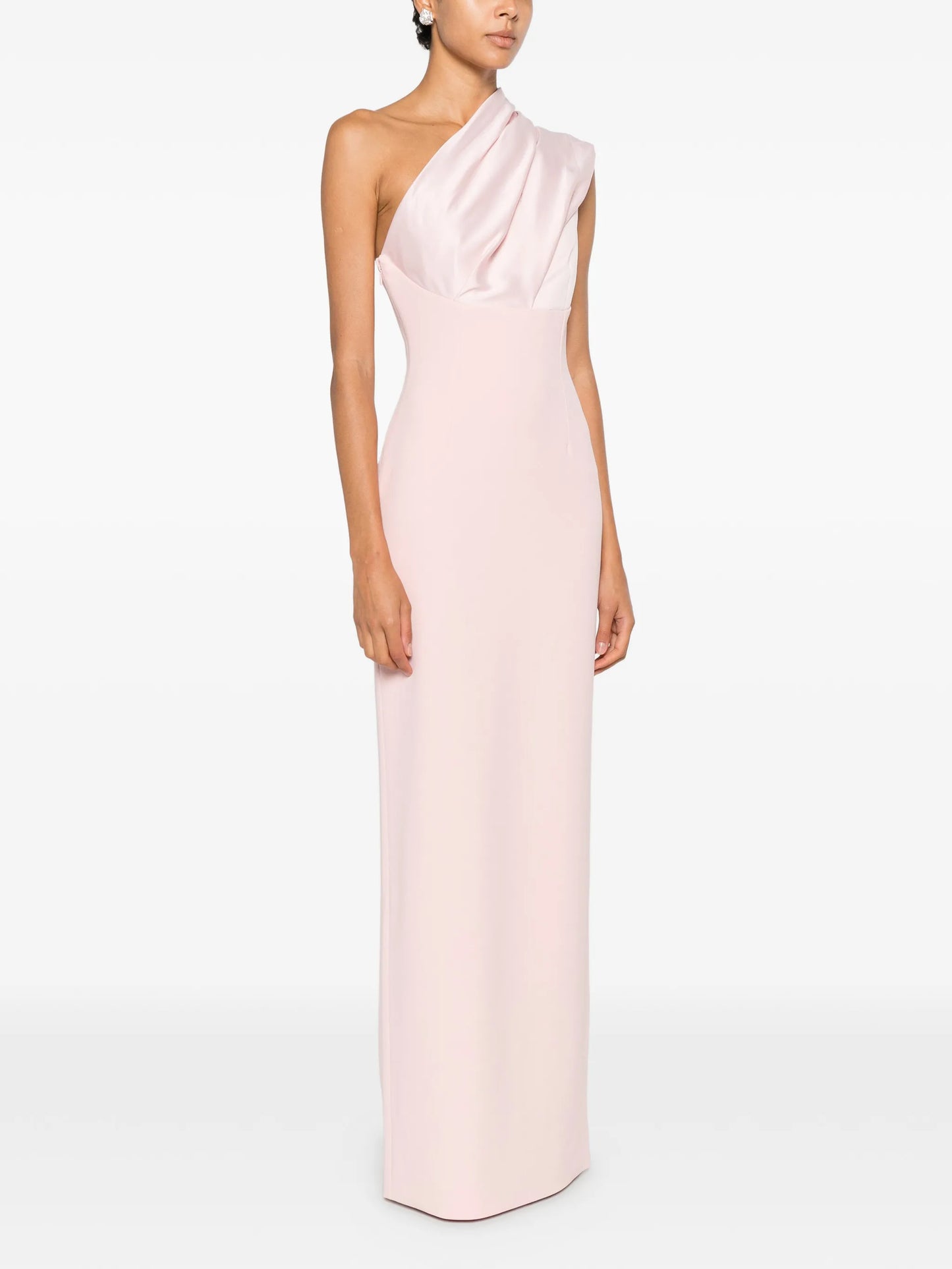 one-shoulder draped maxi dress