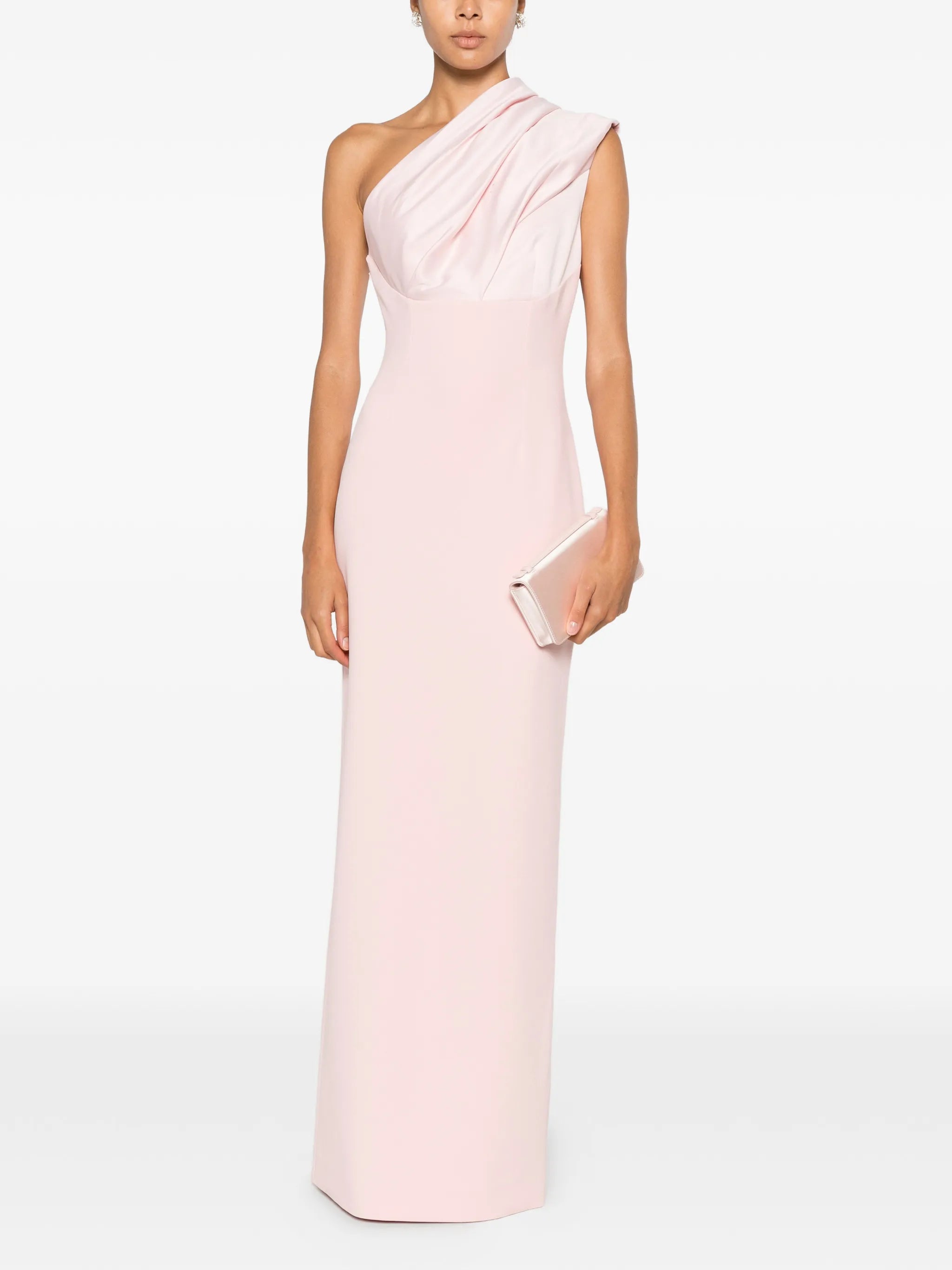 one-shoulder draped maxi dress