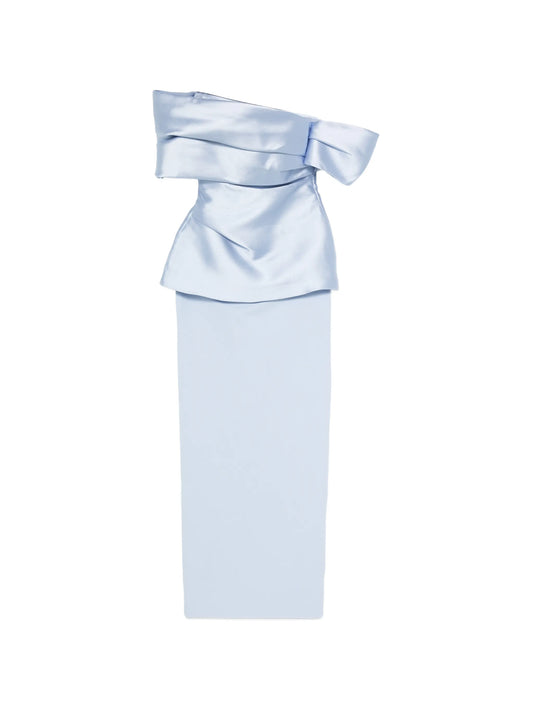 off-shoulder peplum-detail maxi dress