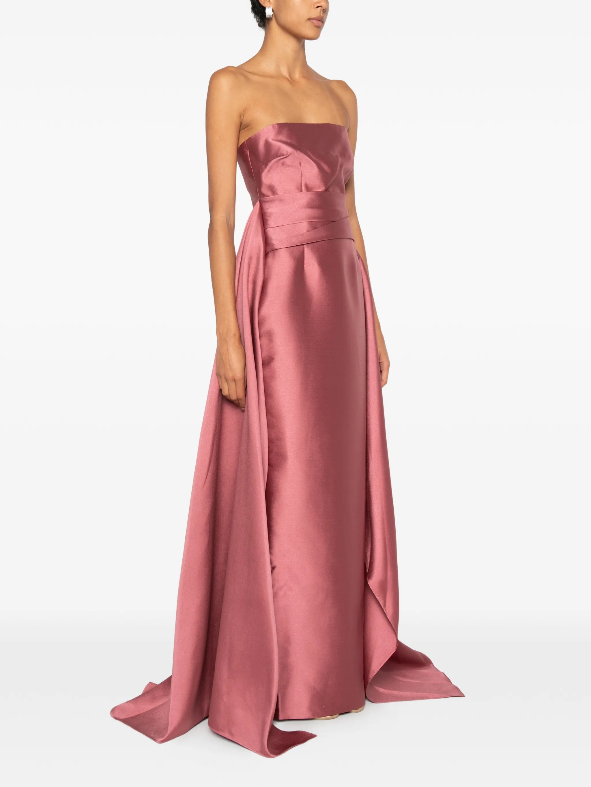 strapless draped-panel maxi dress