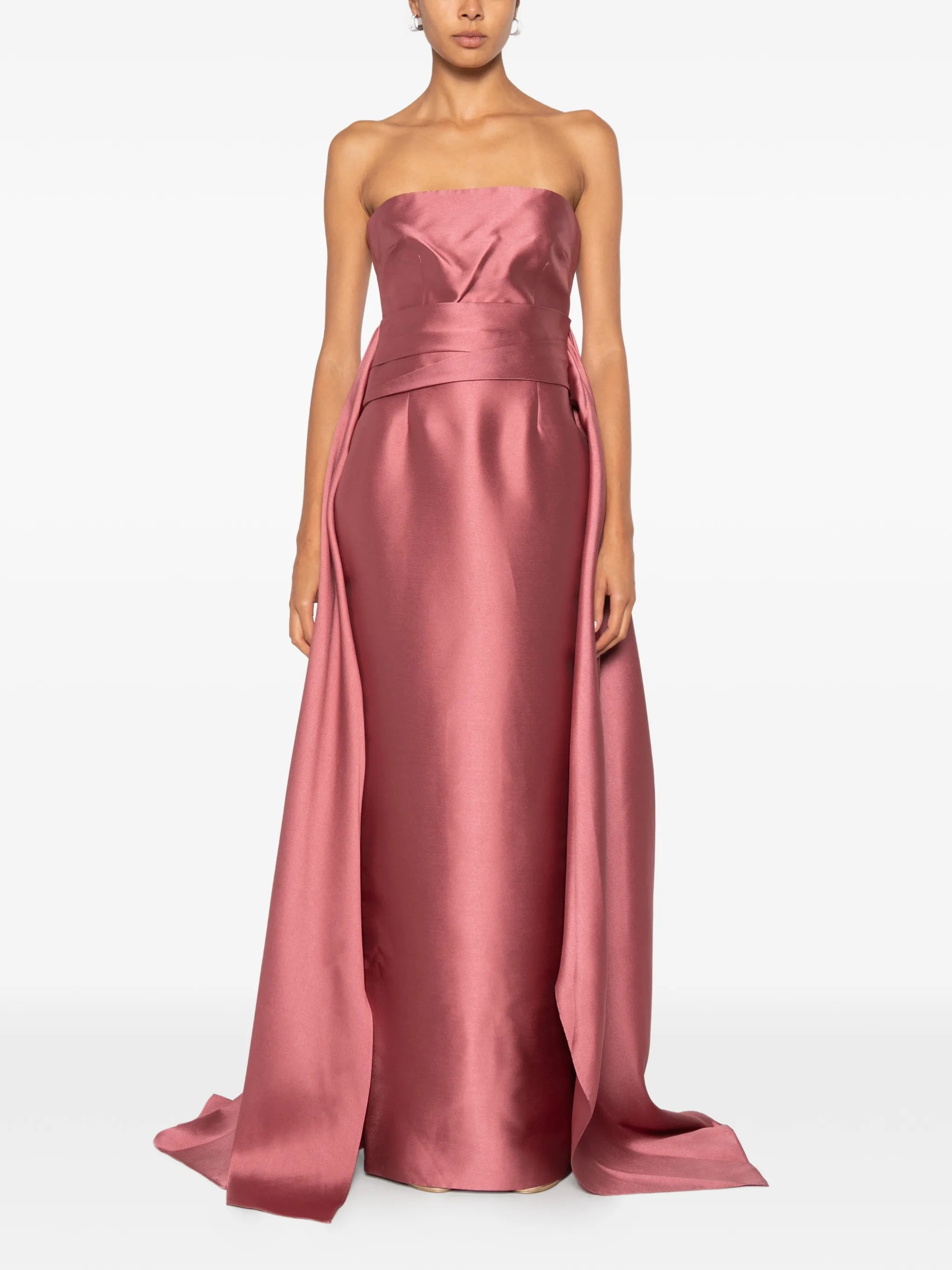 strapless draped-panel maxi dress