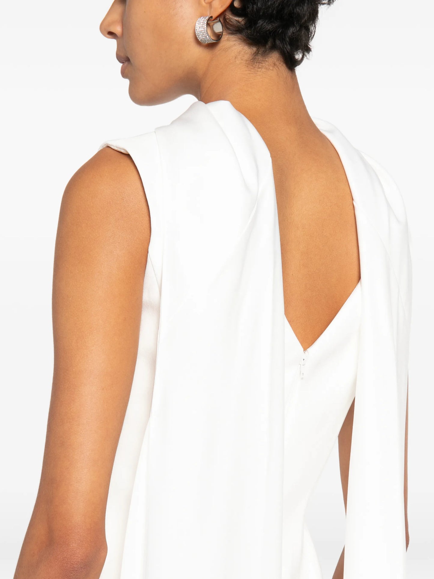Annie peplum-waist draped-panel maxi dress