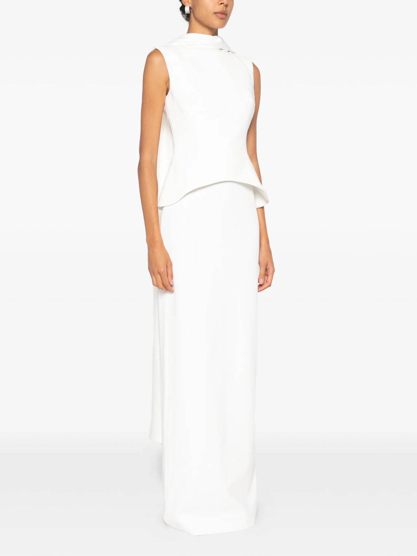Annie peplum-waist draped-panel maxi dress