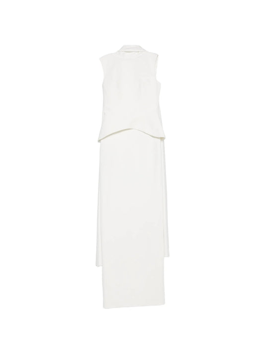 Annie peplum-waist draped-panel maxi dress