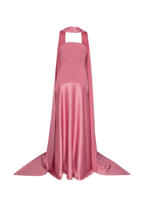 Mae scarf-detail strapless maxi dress