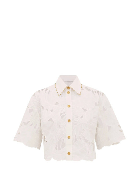 Mahon embroidered cropped shirt