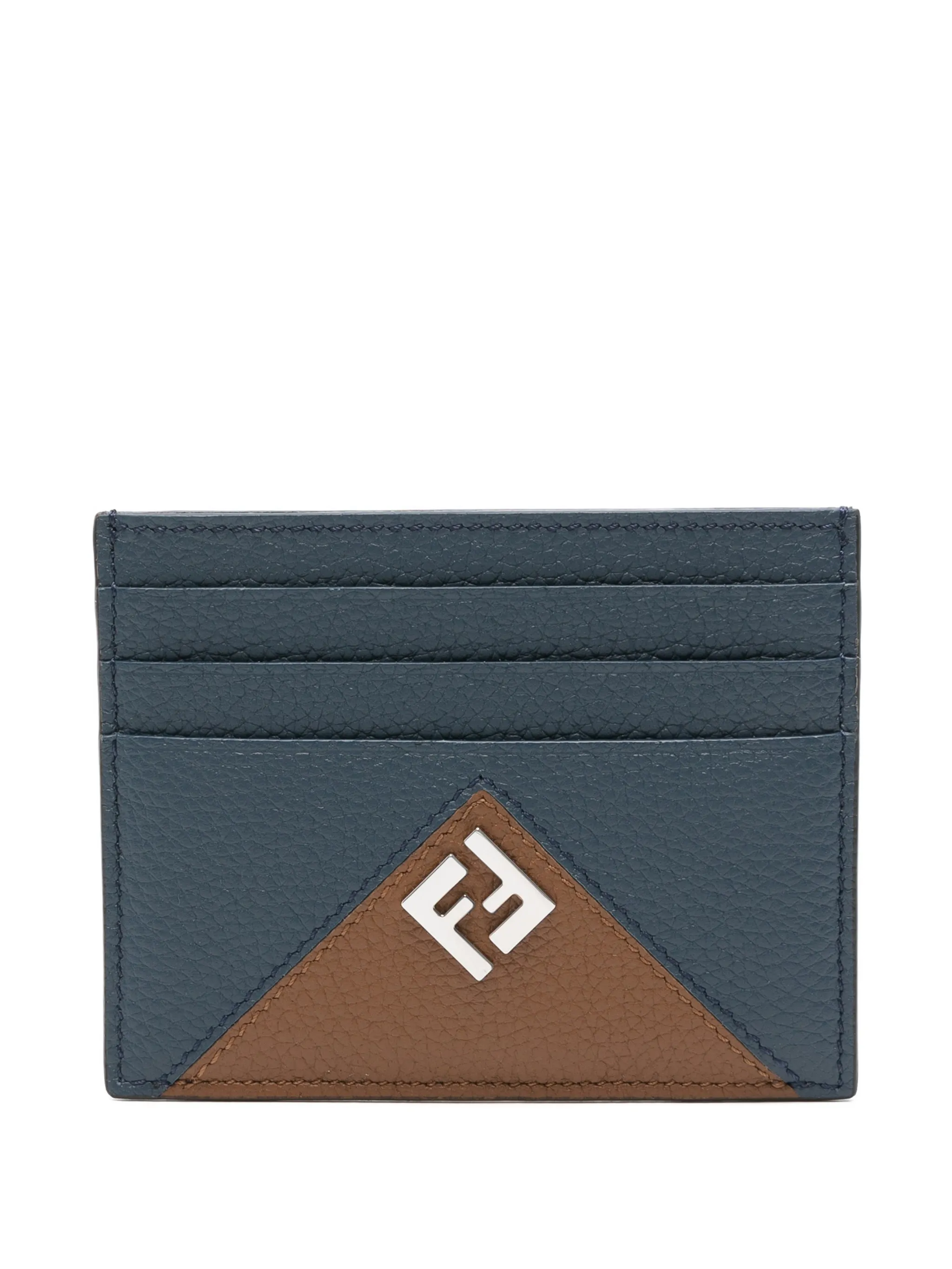 logo-plaque pebbled-leather cardholder