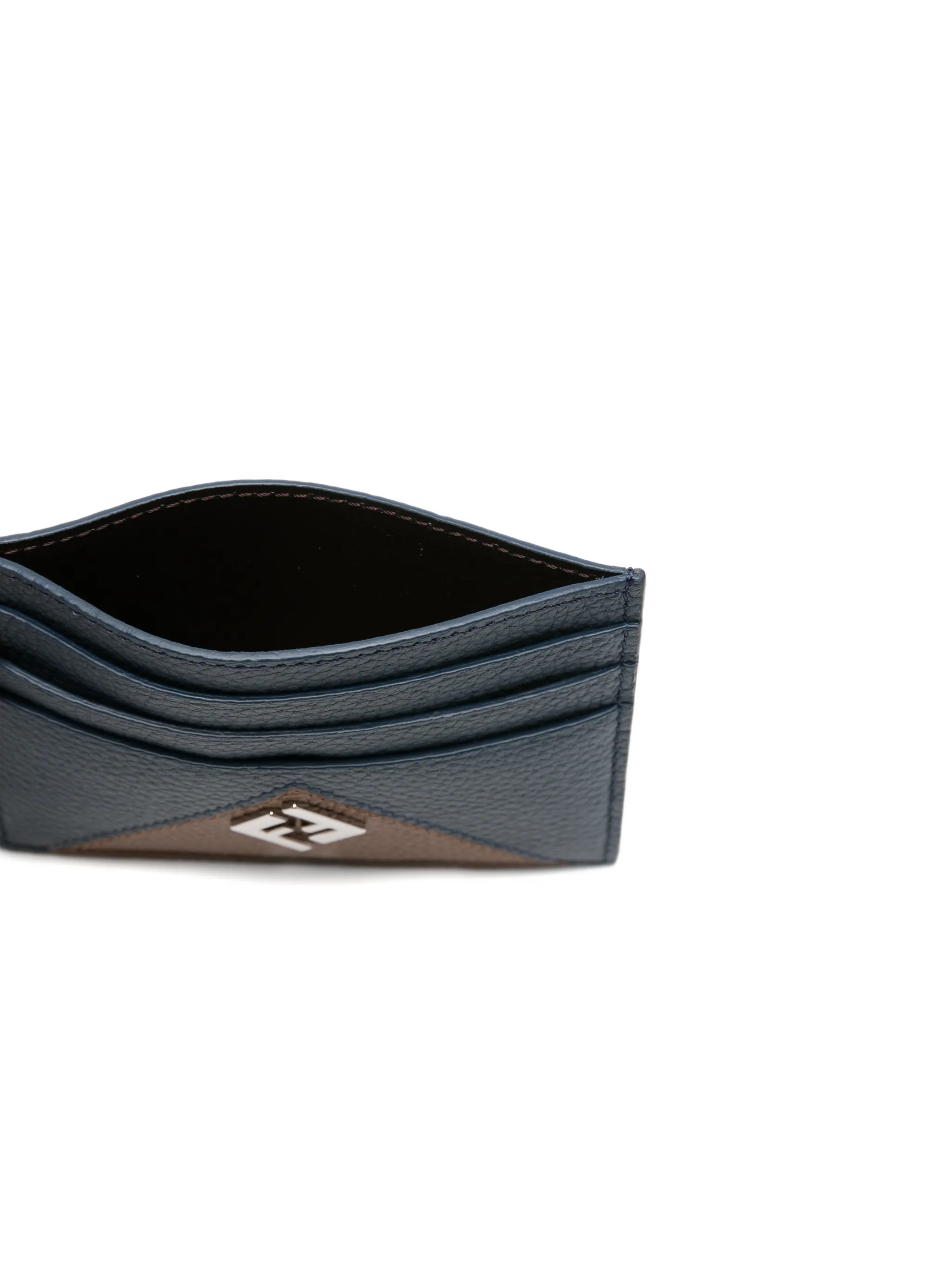 logo-plaque pebbled-leather cardholder