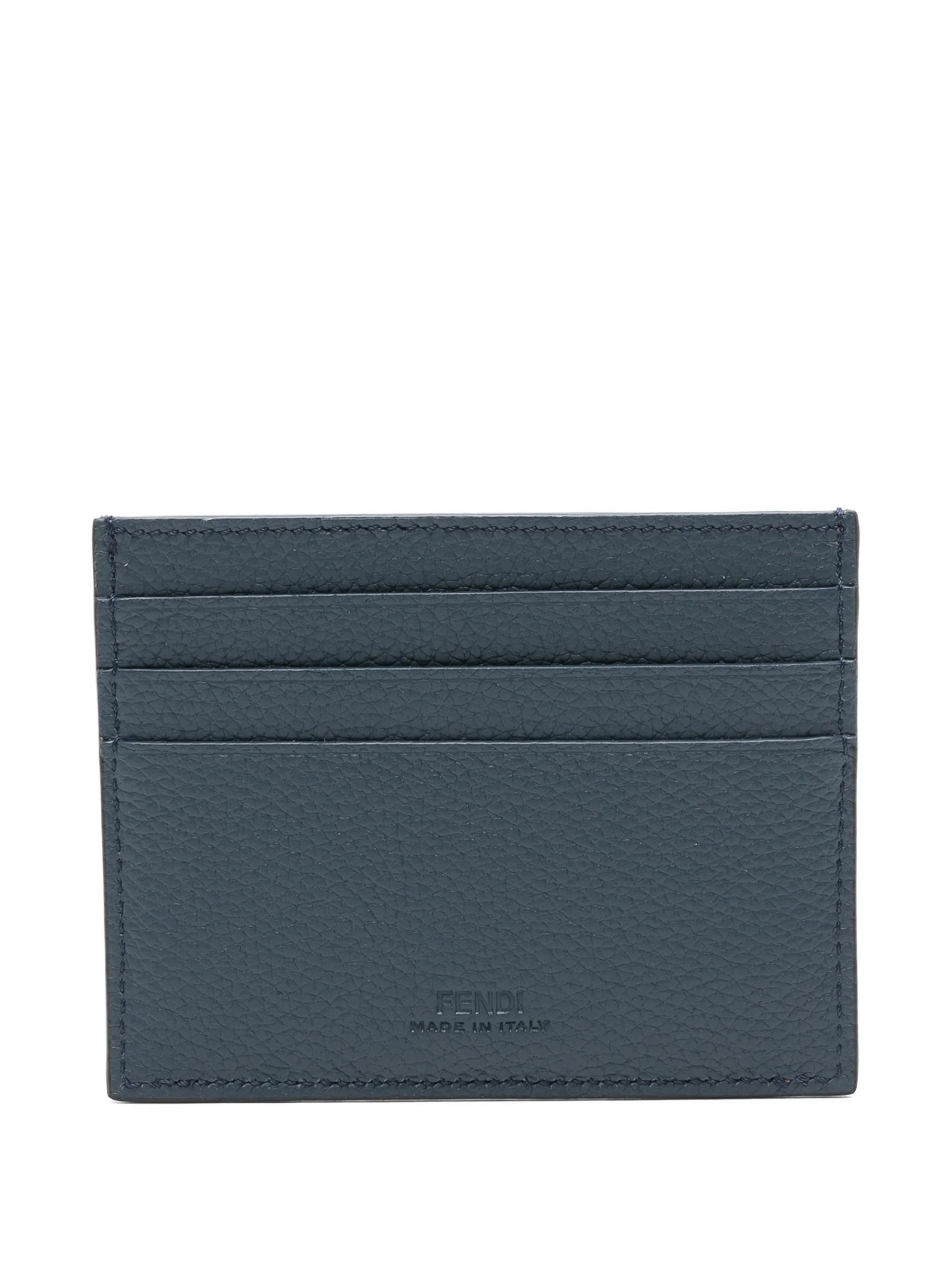 logo-plaque pebbled-leather cardholder