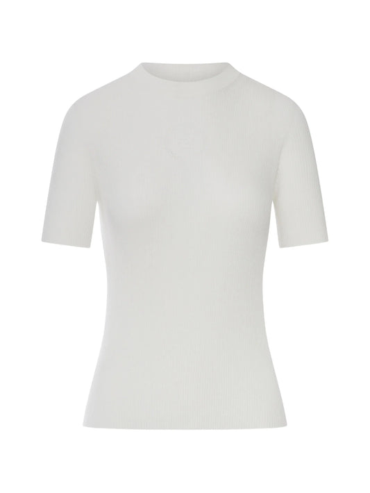 ribbed short-sleeve sweater