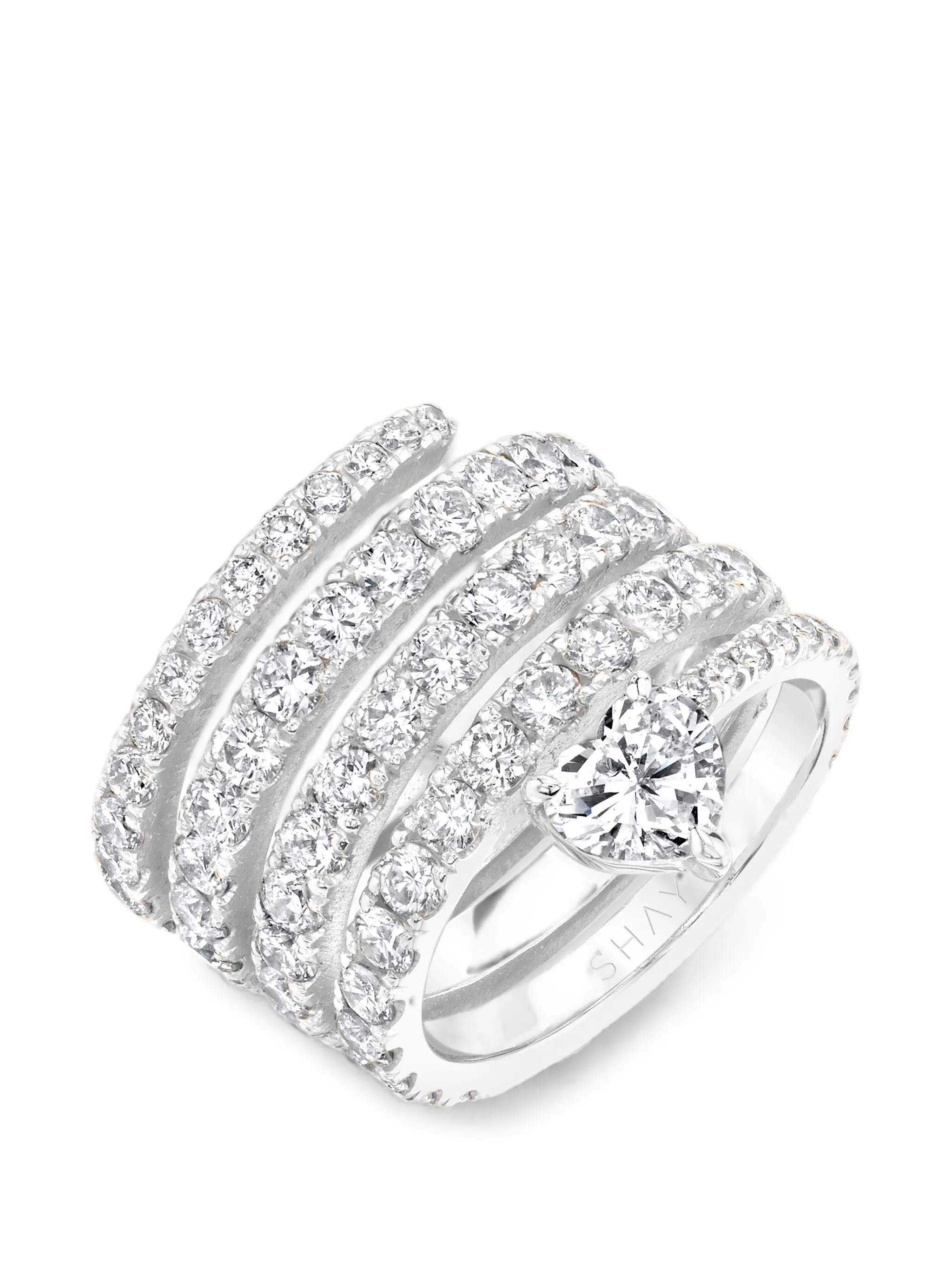 Spiral diamond ring