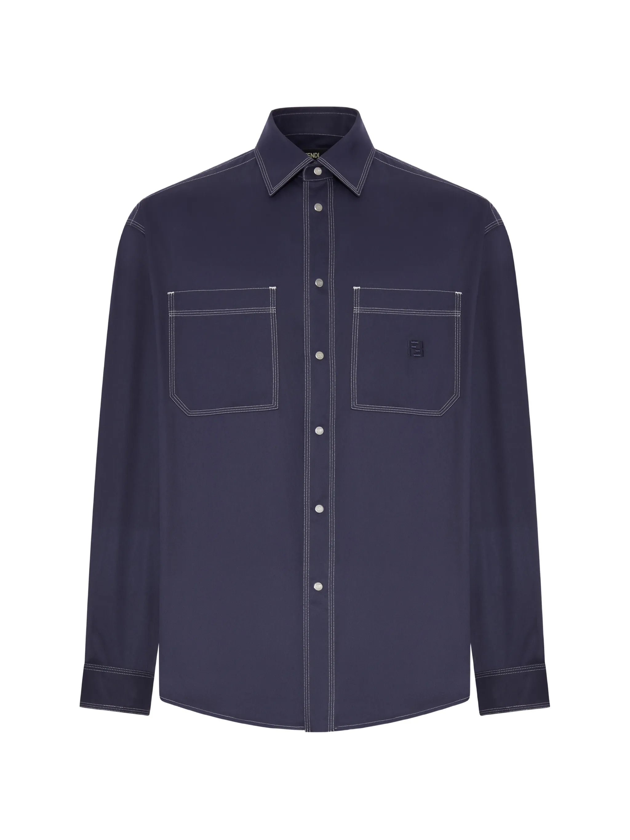 contrast-stitch logo-patch shirt