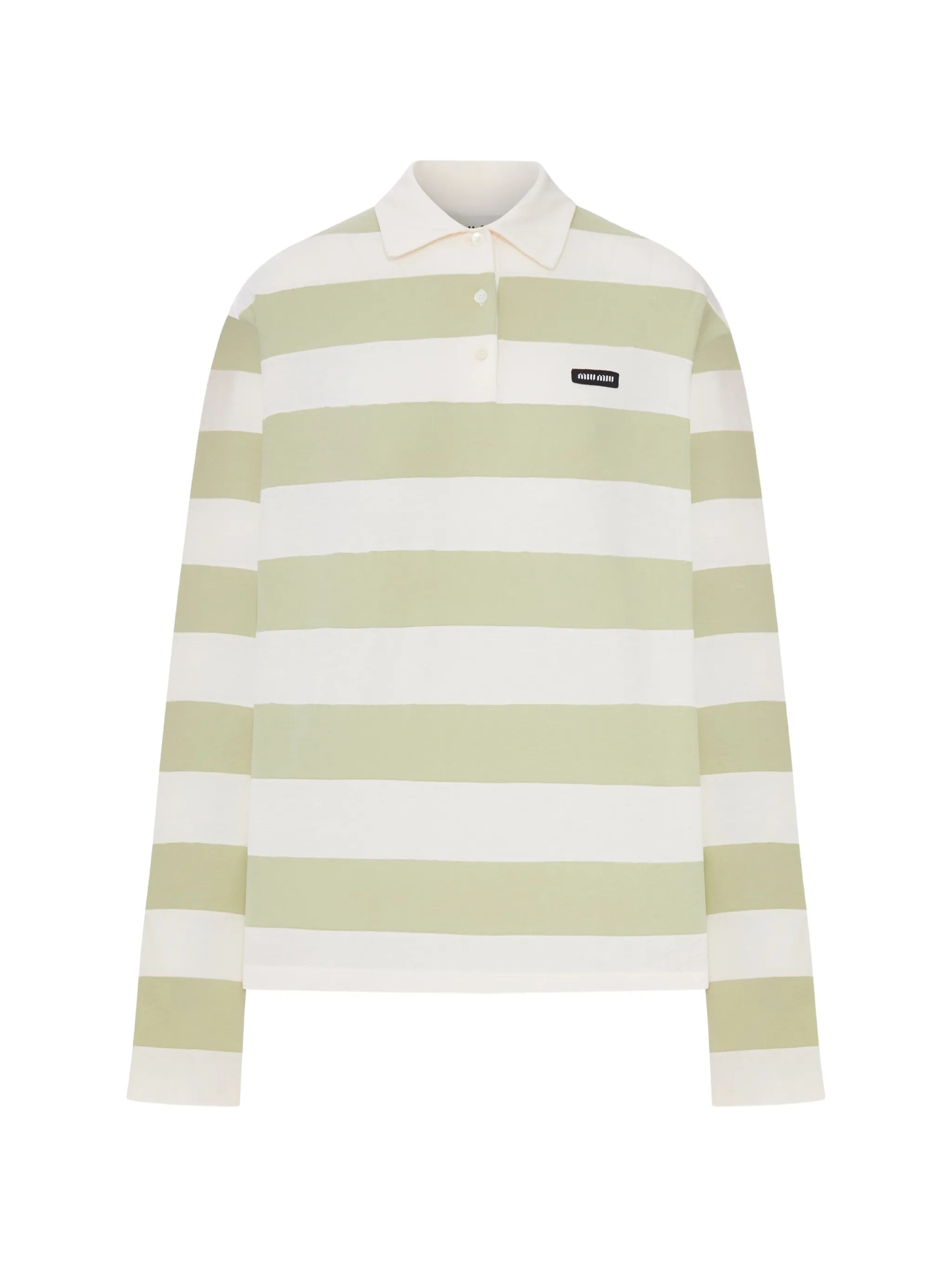 striped jersey long-sleeve polo top
