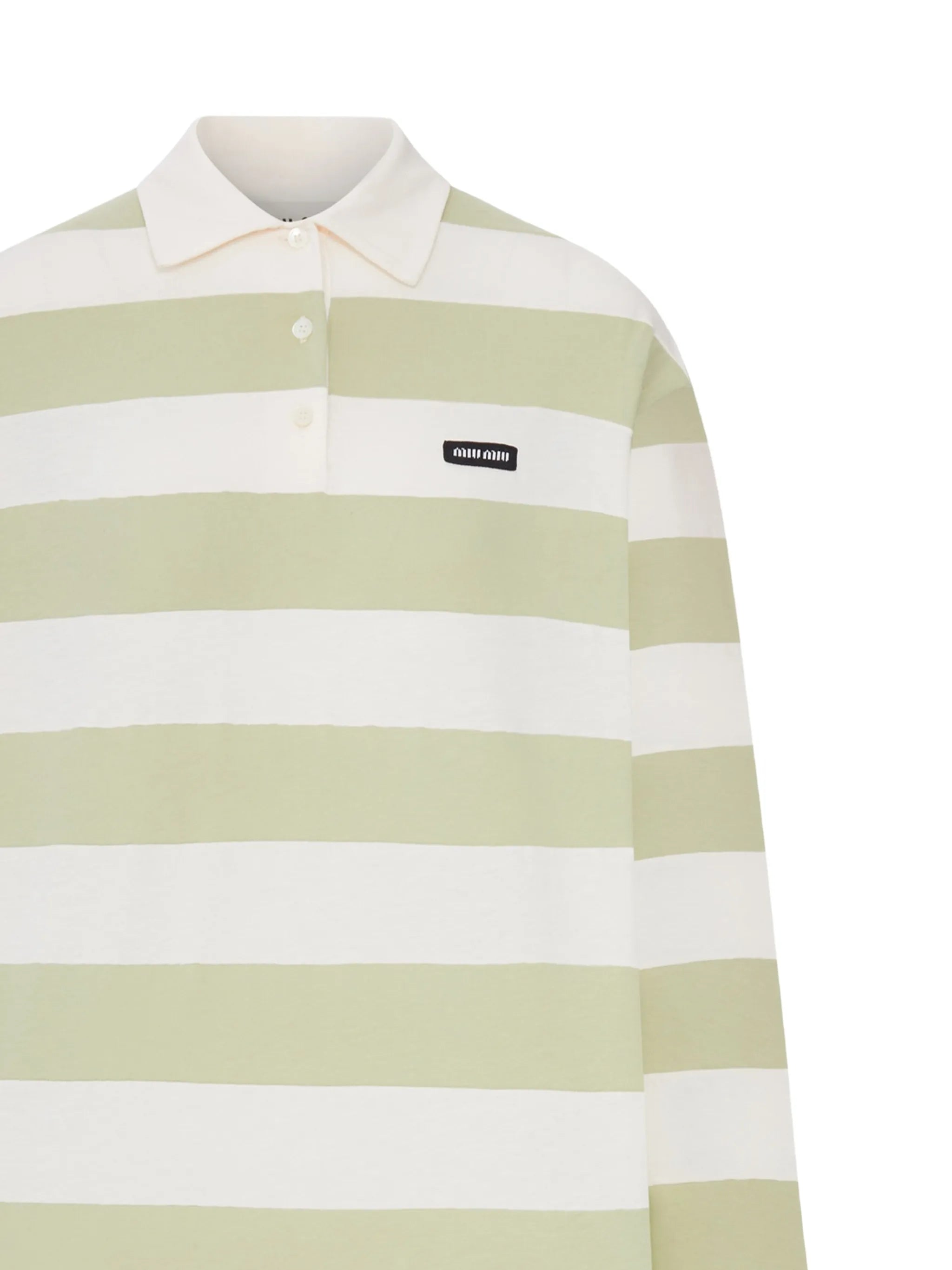 striped jersey long-sleeve polo top