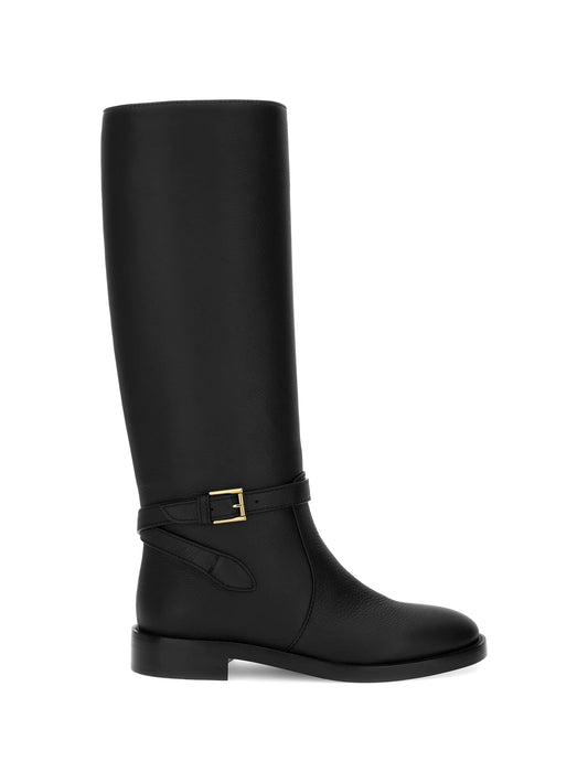 buckle-strap knee-high boots
