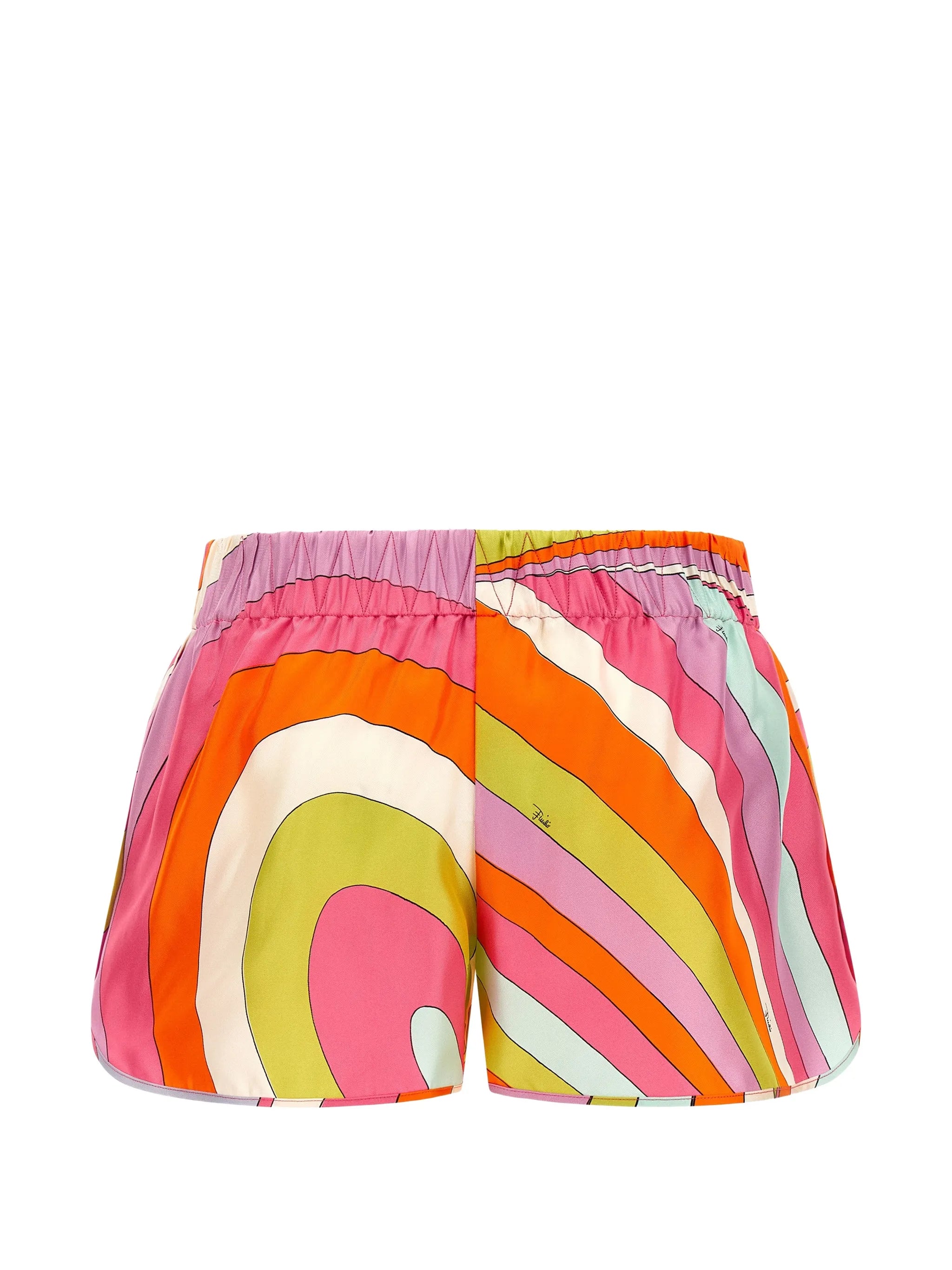 Iride-print silk shorts