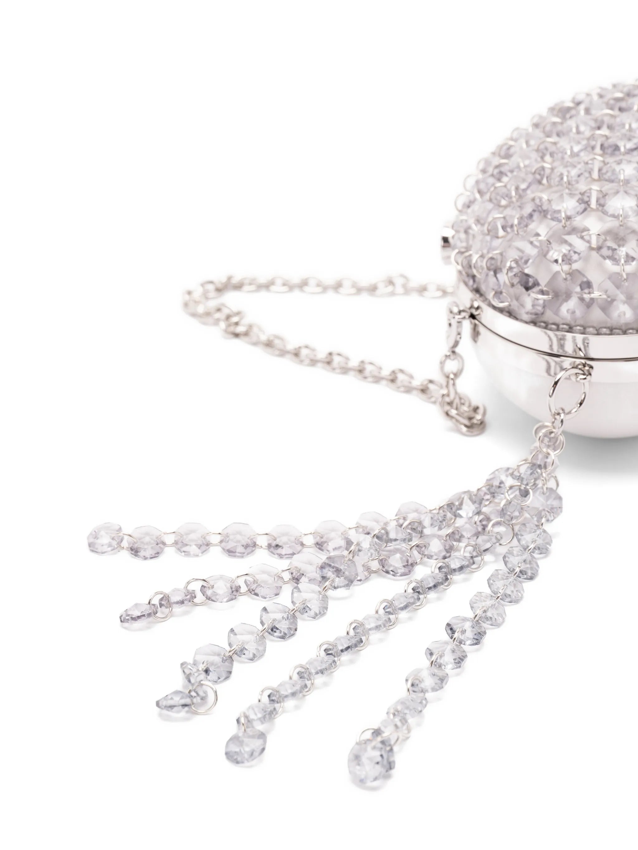 Oval crystal-chain clutch bag