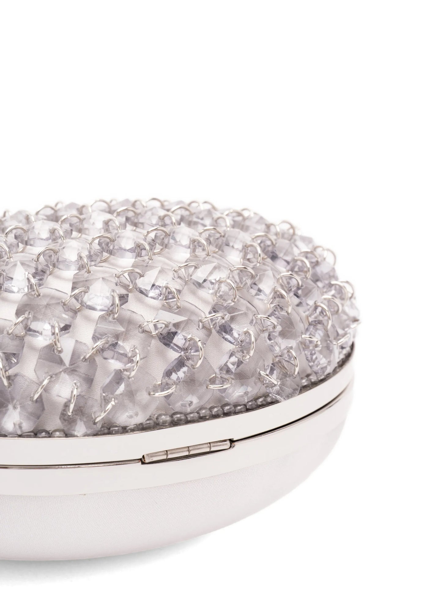 Oval crystal-chain clutch bag