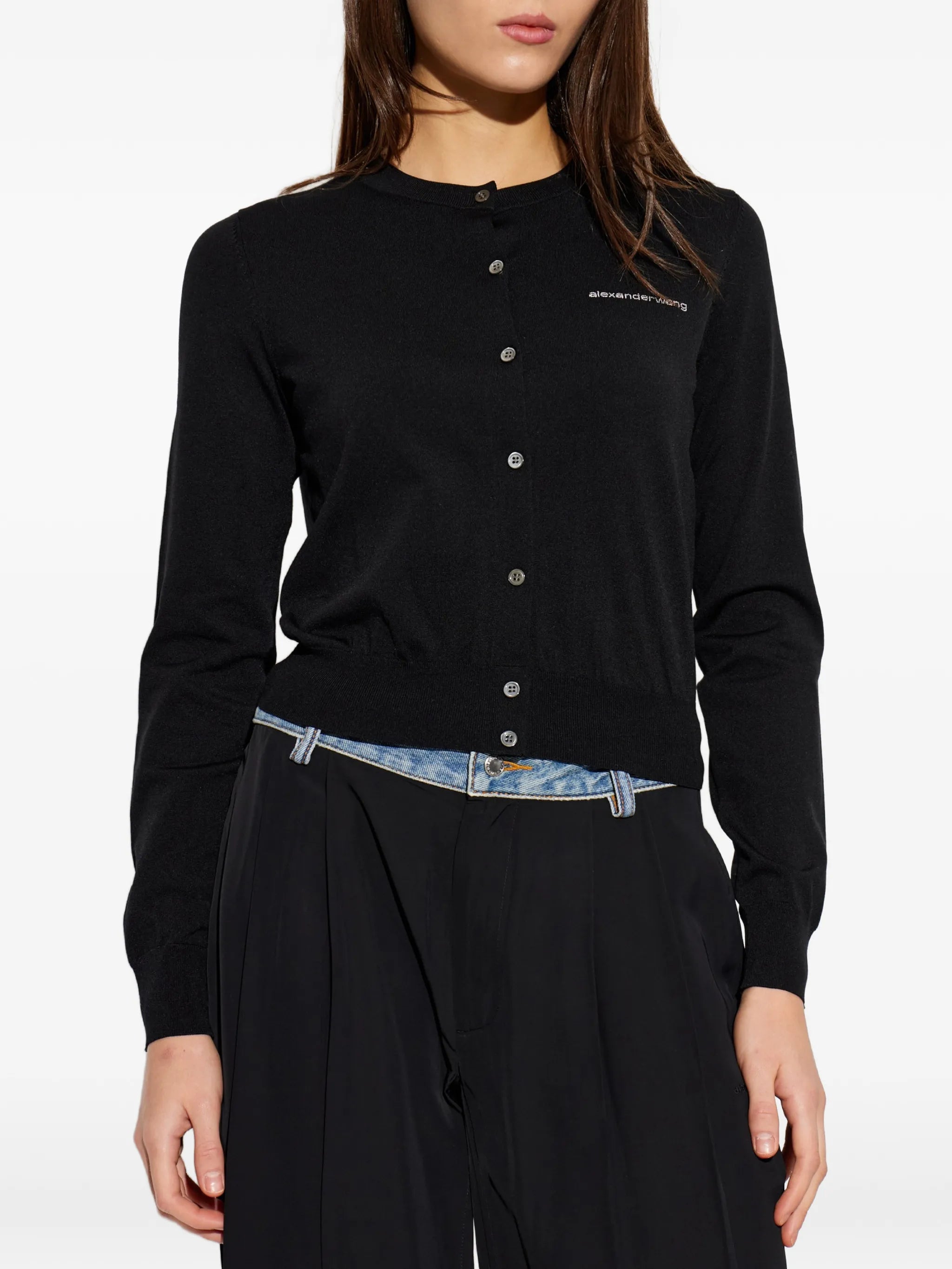 crystal-embellished-logo cardigan