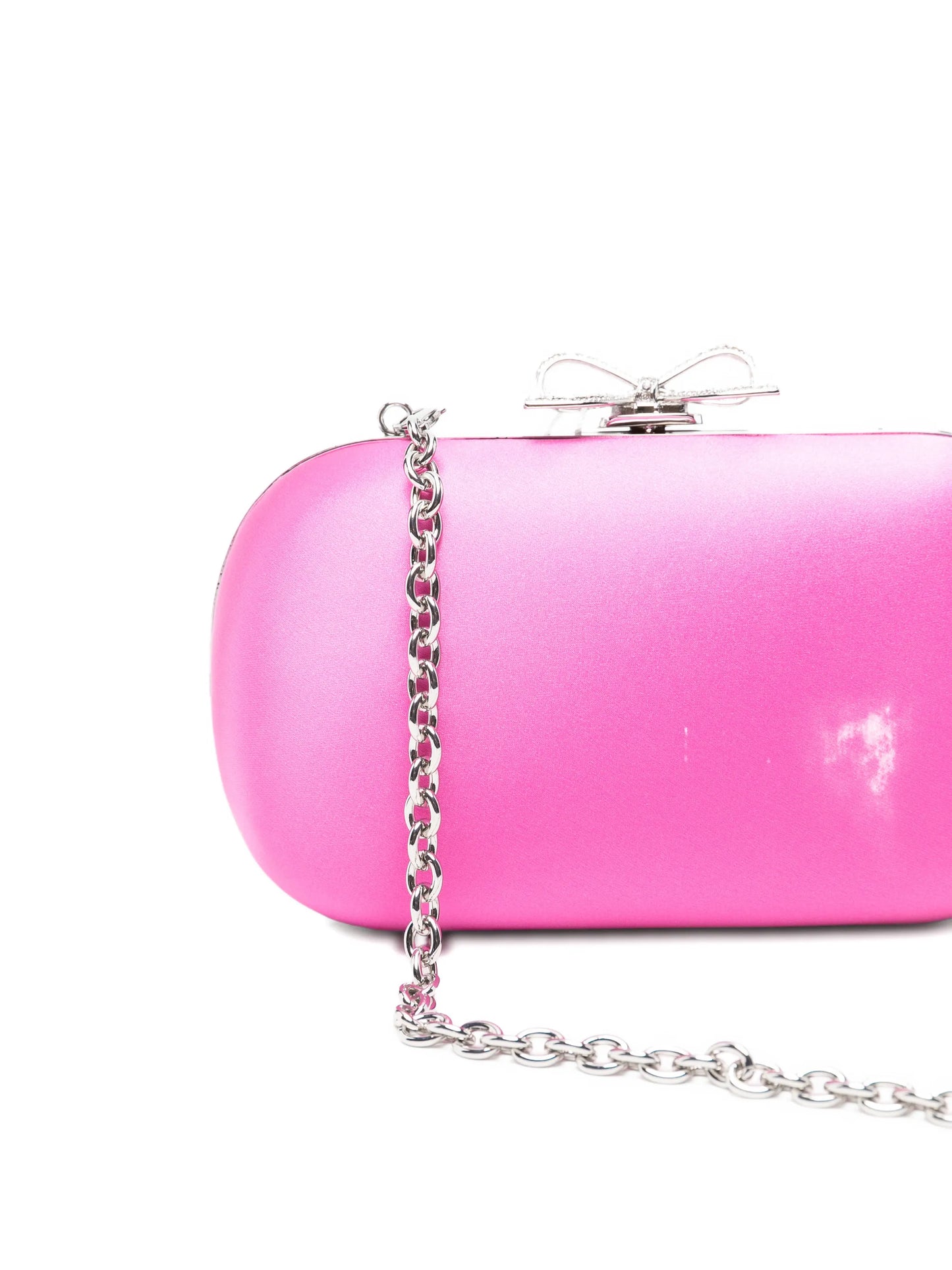 Bow-detail satin clutch bag