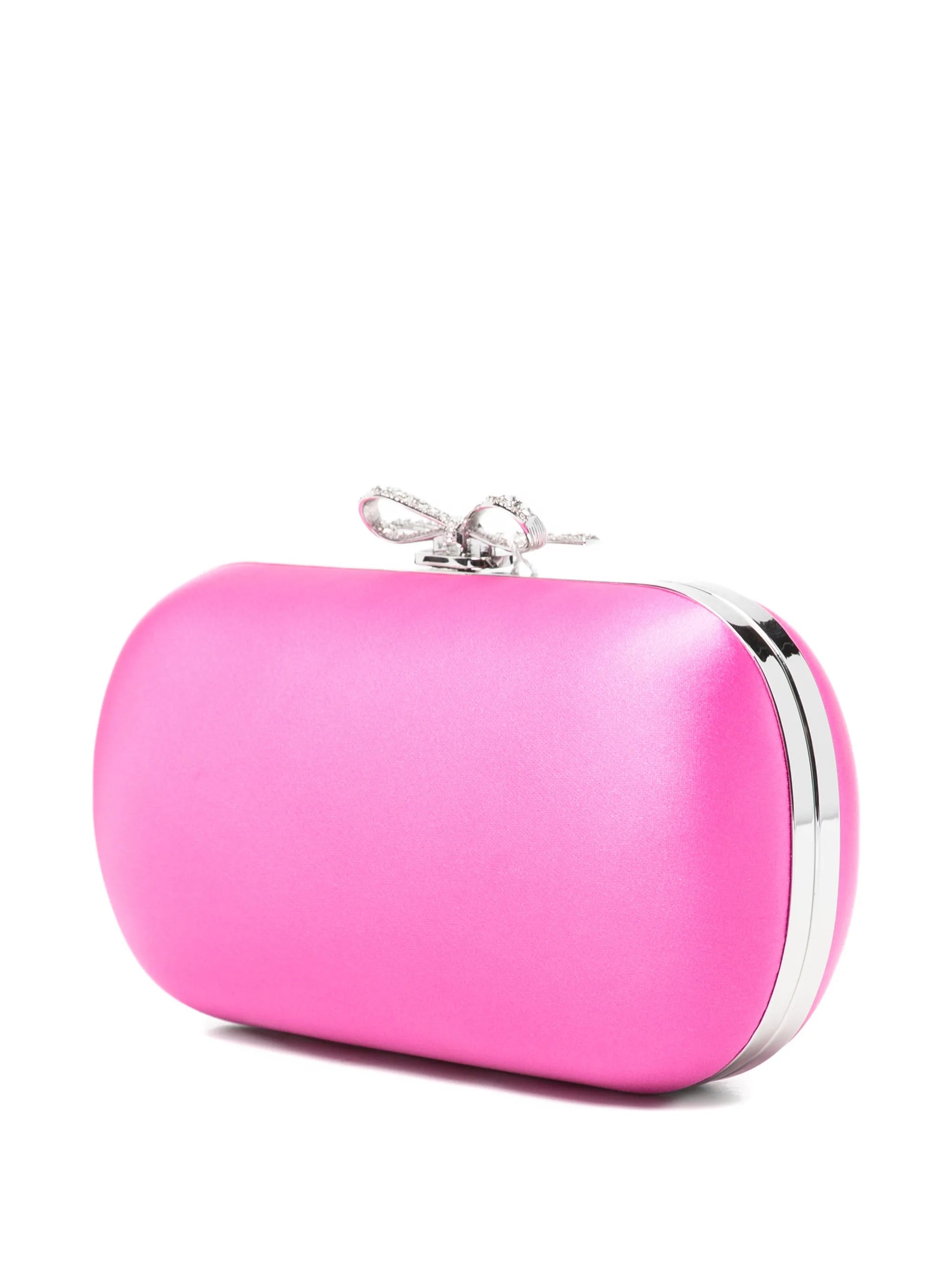 Bow-detail satin clutch bag