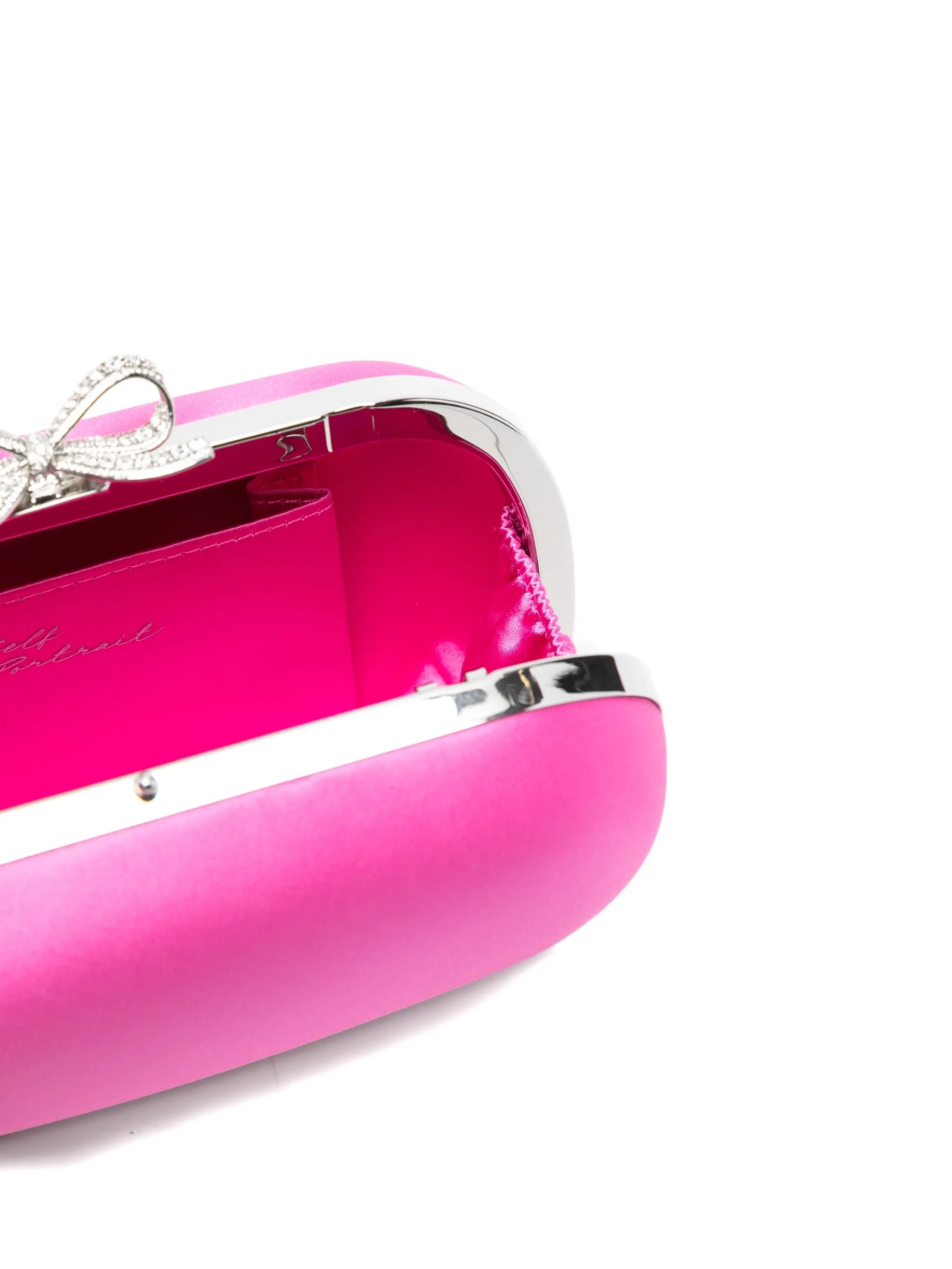 Bow-detail satin clutch bag
