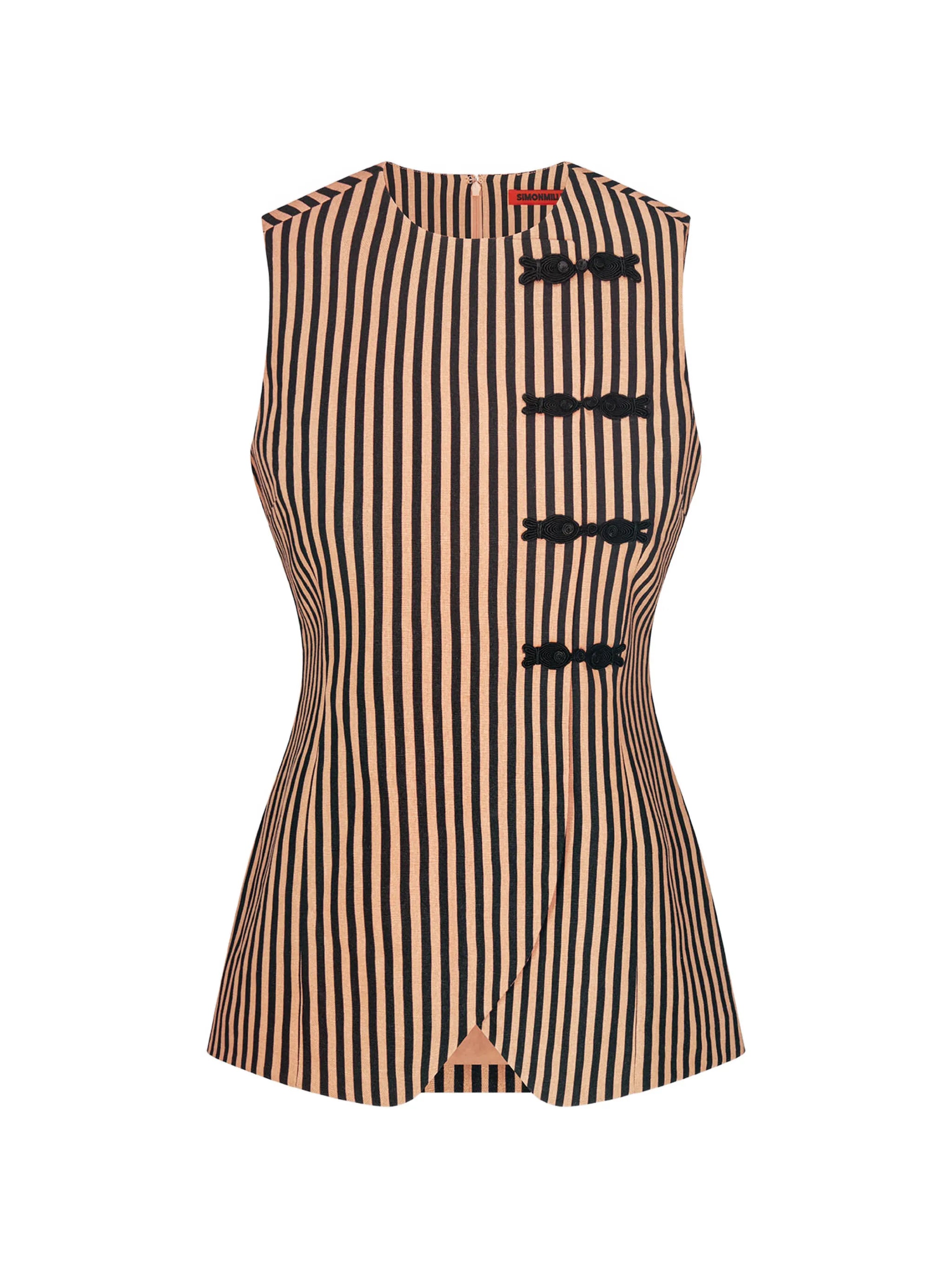 Mavis striped frog-fastening top