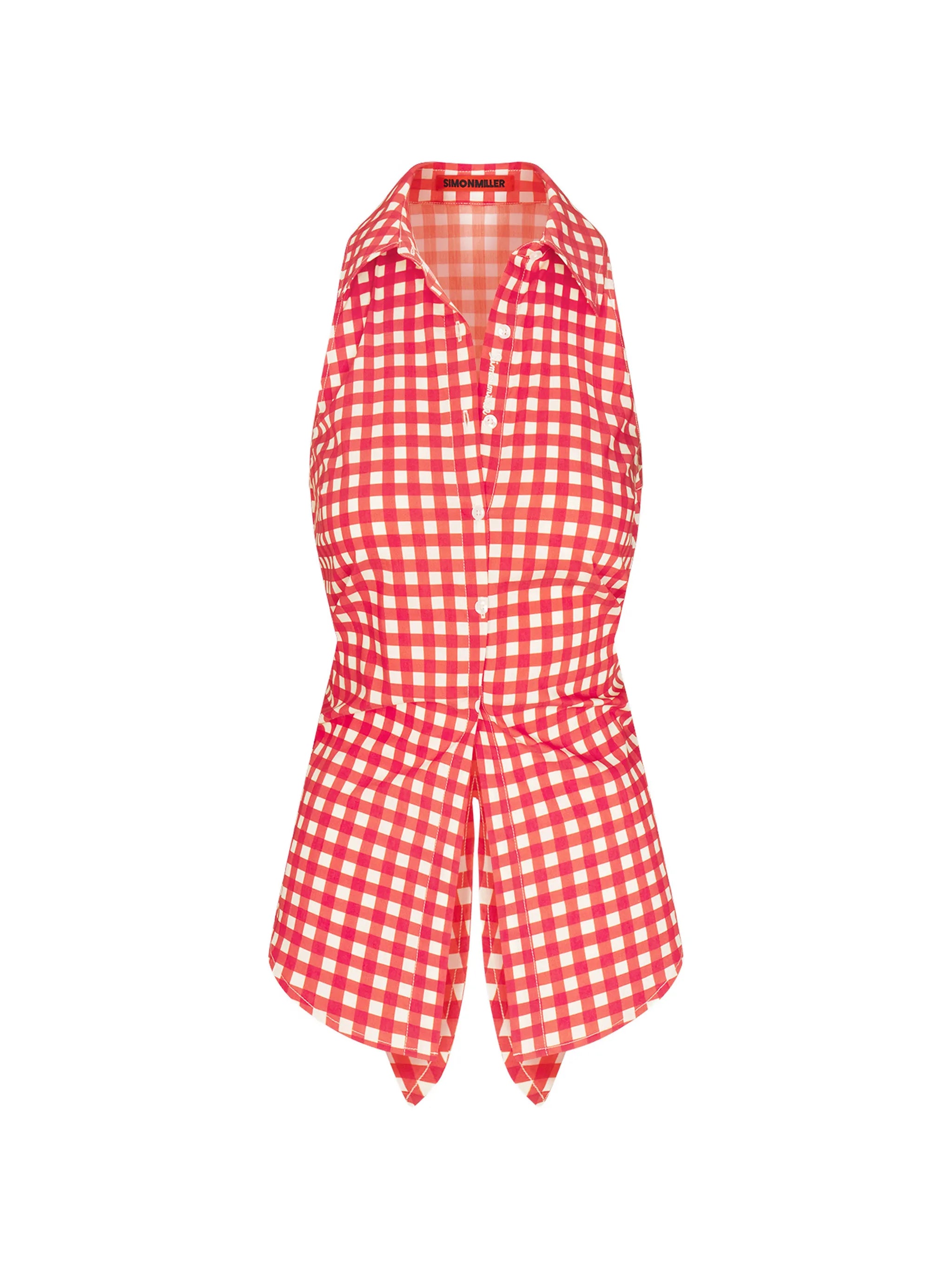 Loch gingham-check sleeveless top