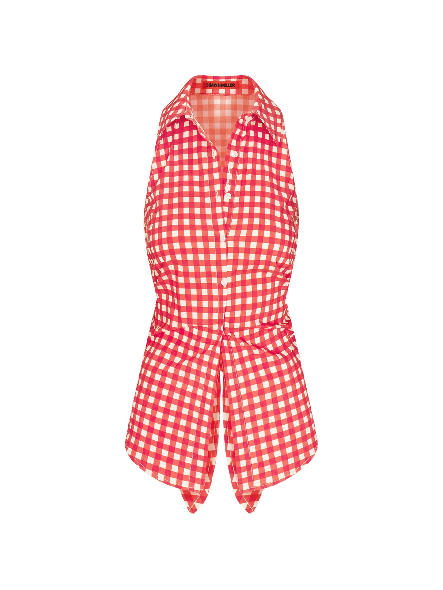 Loch gingham-check sleeveless top