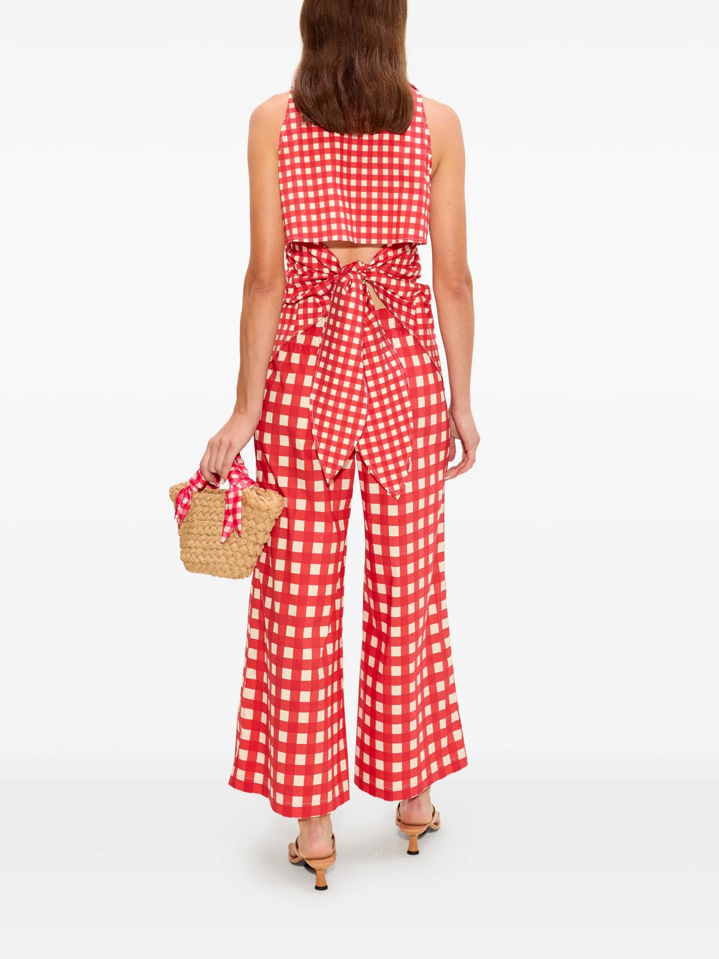 Loch gingham-check sleeveless top