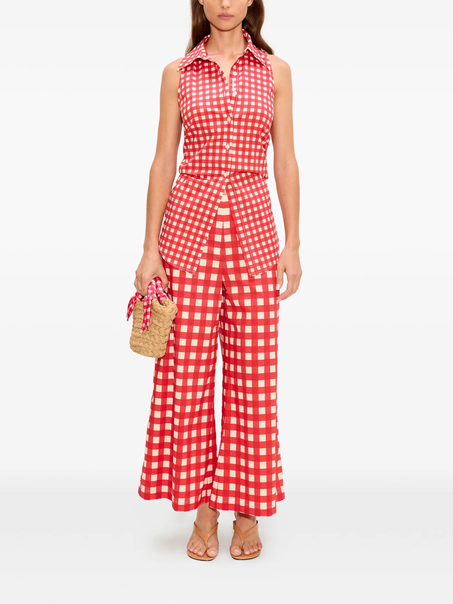 Toni gingham cropped palazzo pants