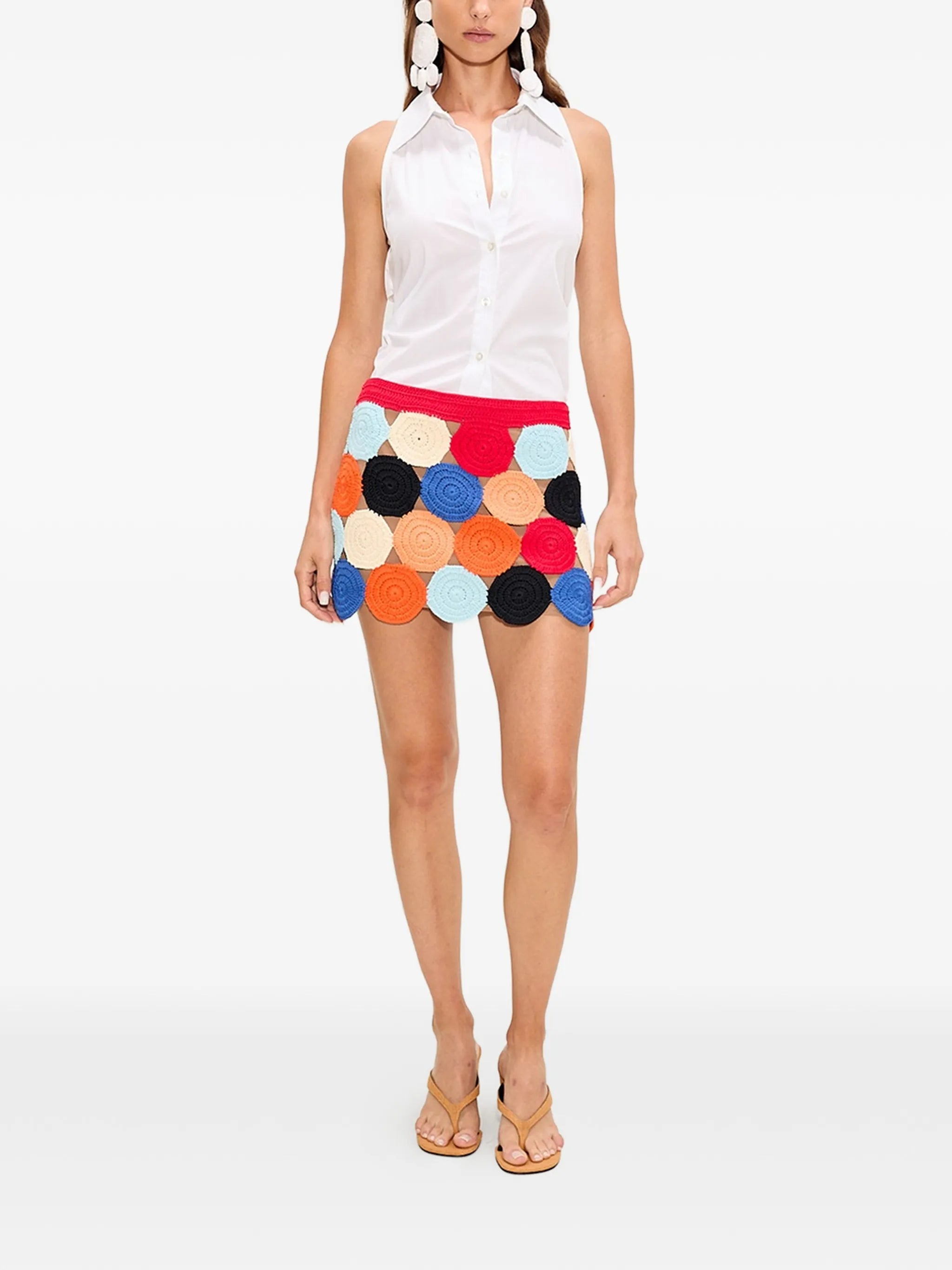 Beep Beep crochet-knit low-rise mini skirt