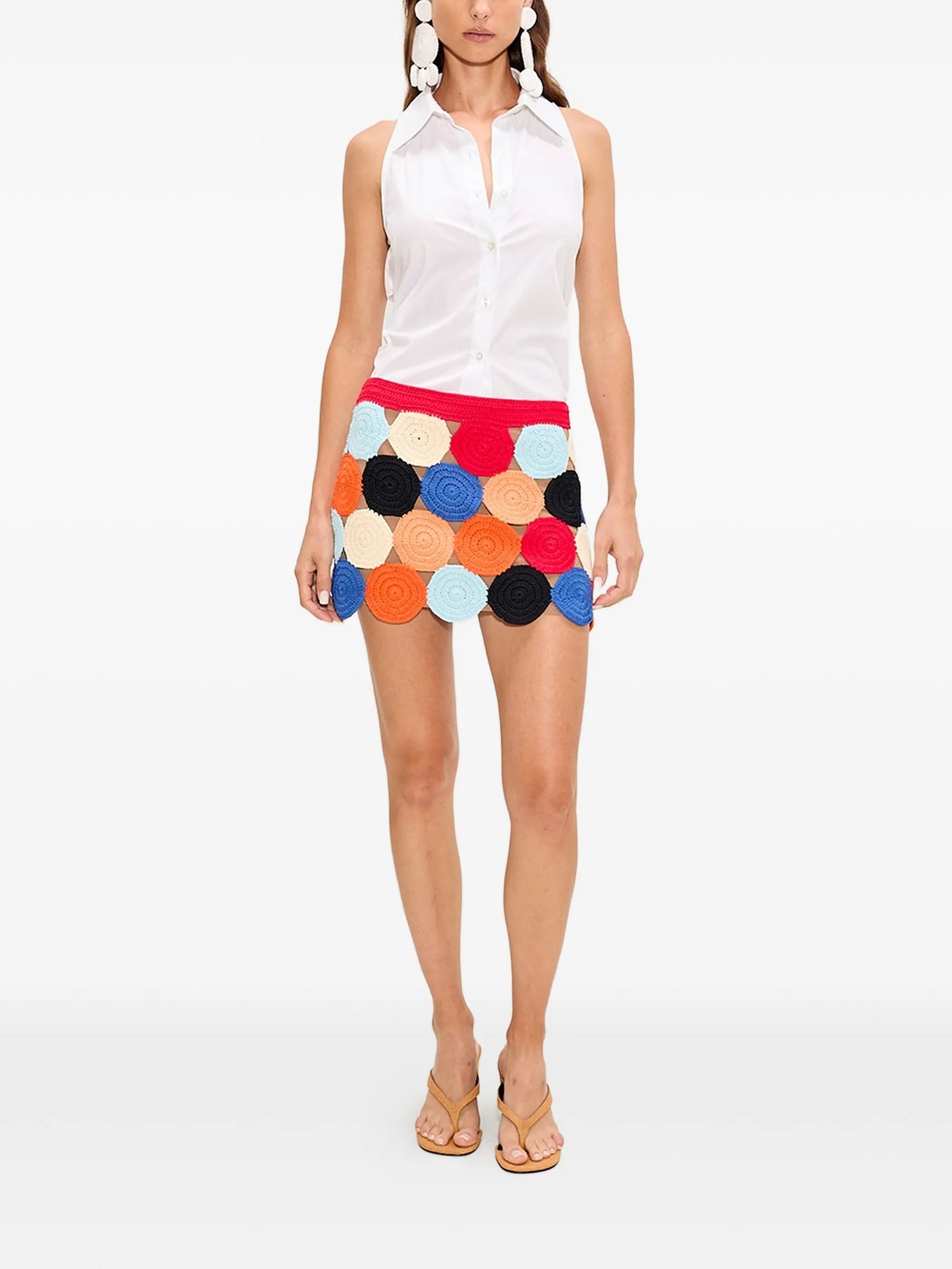 Beep Beep crochet-knit low-rise mini skirt