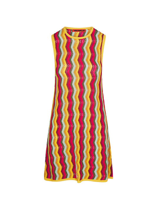 Hazel zigzag-knit sleeveless mini dress