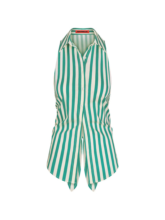Loch striped sleeveless shirt