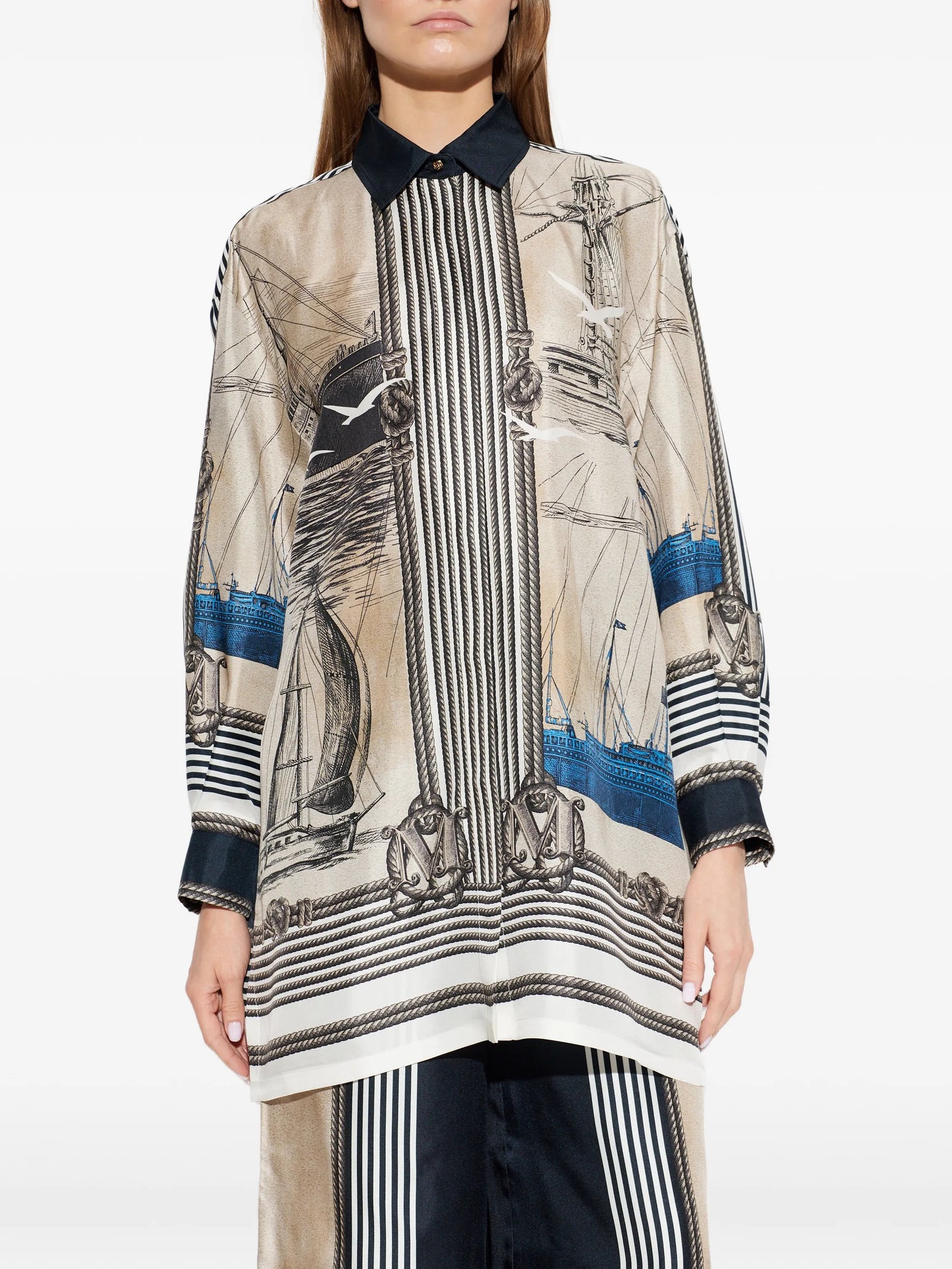 Teglia nautical-print silk shirt