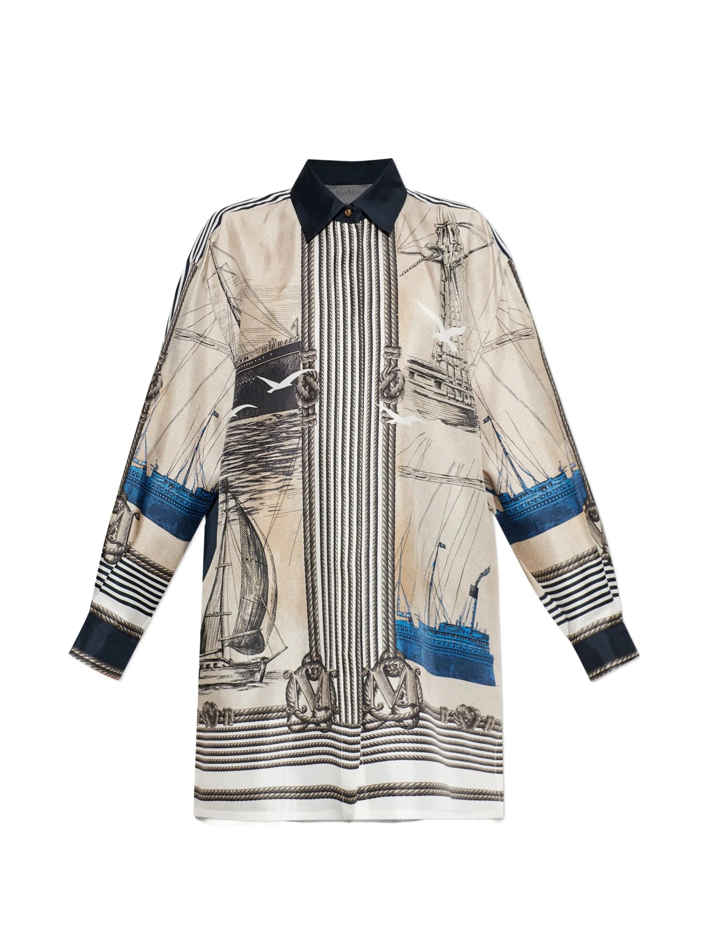 nautical-print long-sleeve shirt